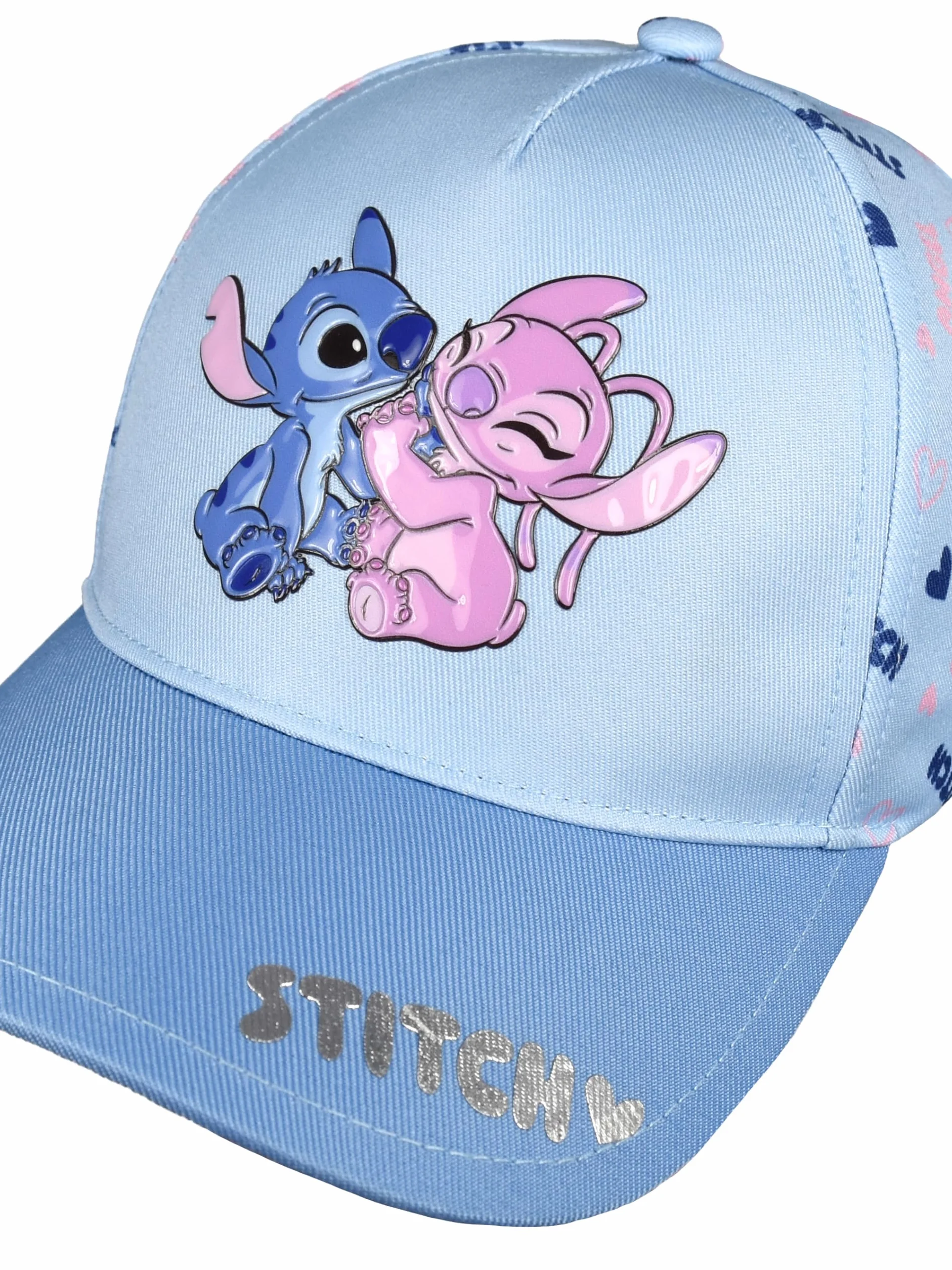 Disney Lilo & Stitch czapka dla dziewczynek - Stitch & Angel dziecięca czapka bejsbolówka regulowana niebieska