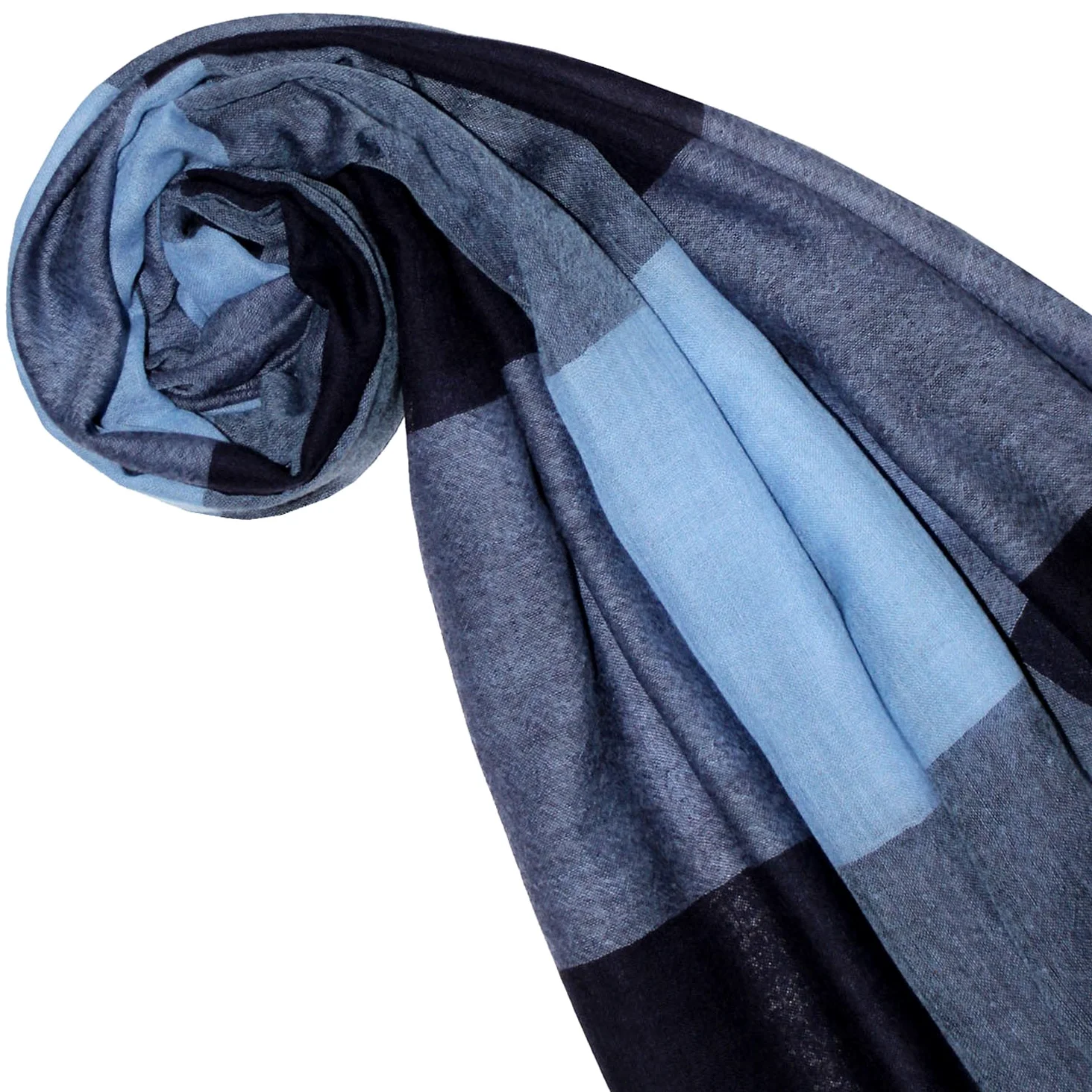 Lorenzo Cana Damski szal Pashmina szal 50% kaszmir 50% wełna etola chusta chusta do koperty Uni szal damski szalik damski niebieski odcienie 78468, Jasnoniebieski, granatowy, 70 x 200 cm