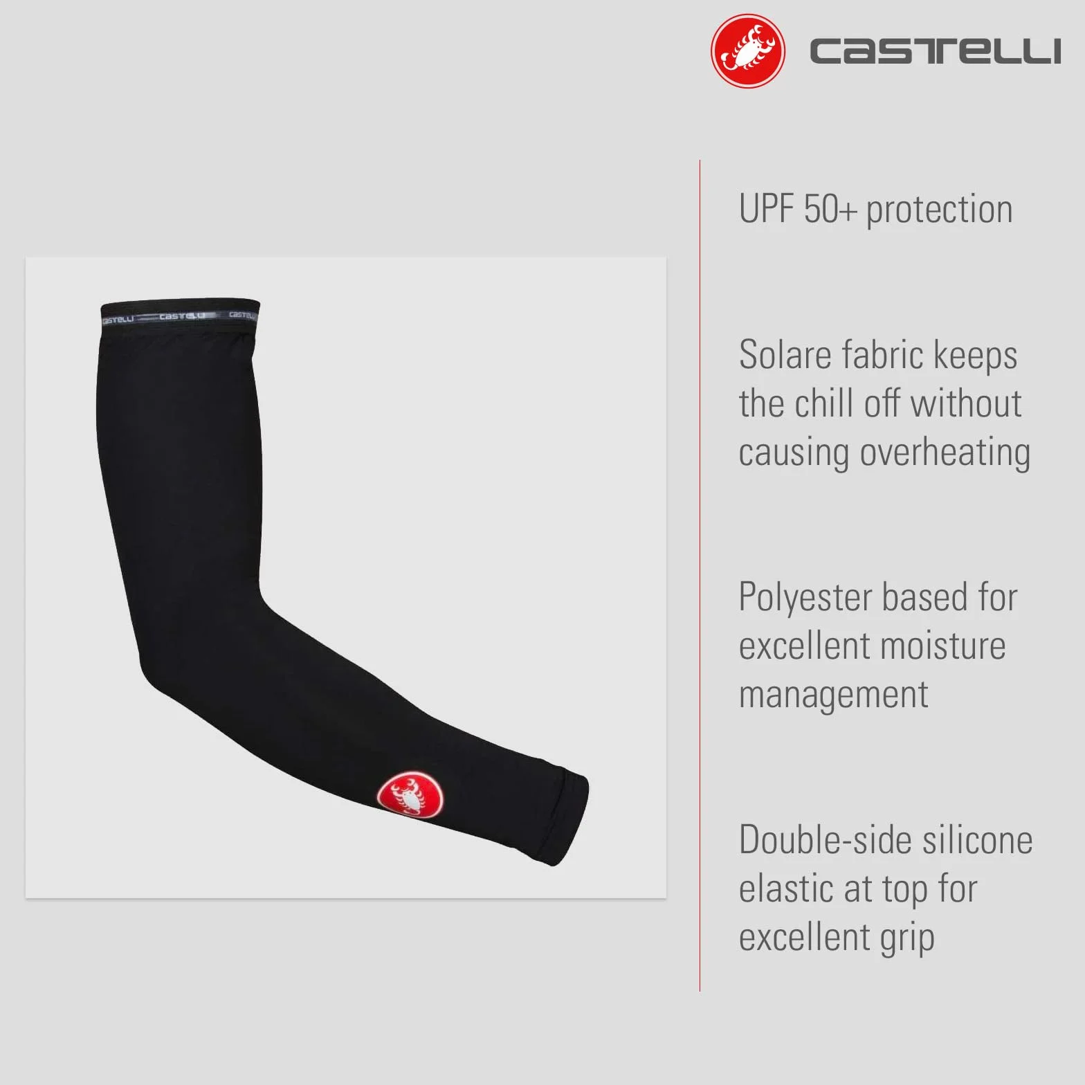 CASTELLI Upf 50+ lekkie rękawy na ramię Mężczyźni Upf 50+ Light Arm Skins