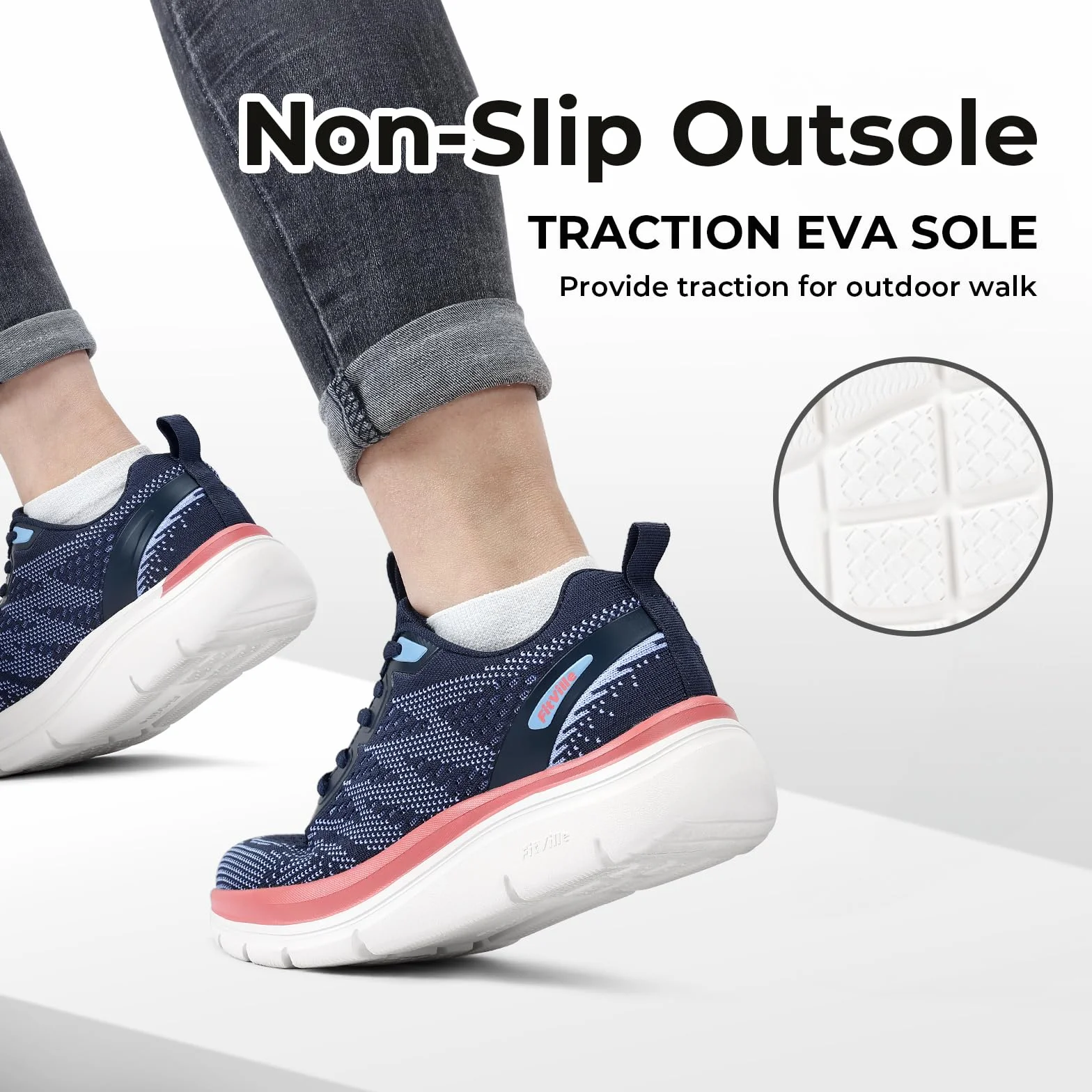 Fitville Szerokie Buty Do Biegania Damskie Buty Do Chodzenia Amortyzujące Oddychające Lekkie Buty Sportowe Outdoor Fitness Jogging Shoes Antypoślizgowe Trenerki
