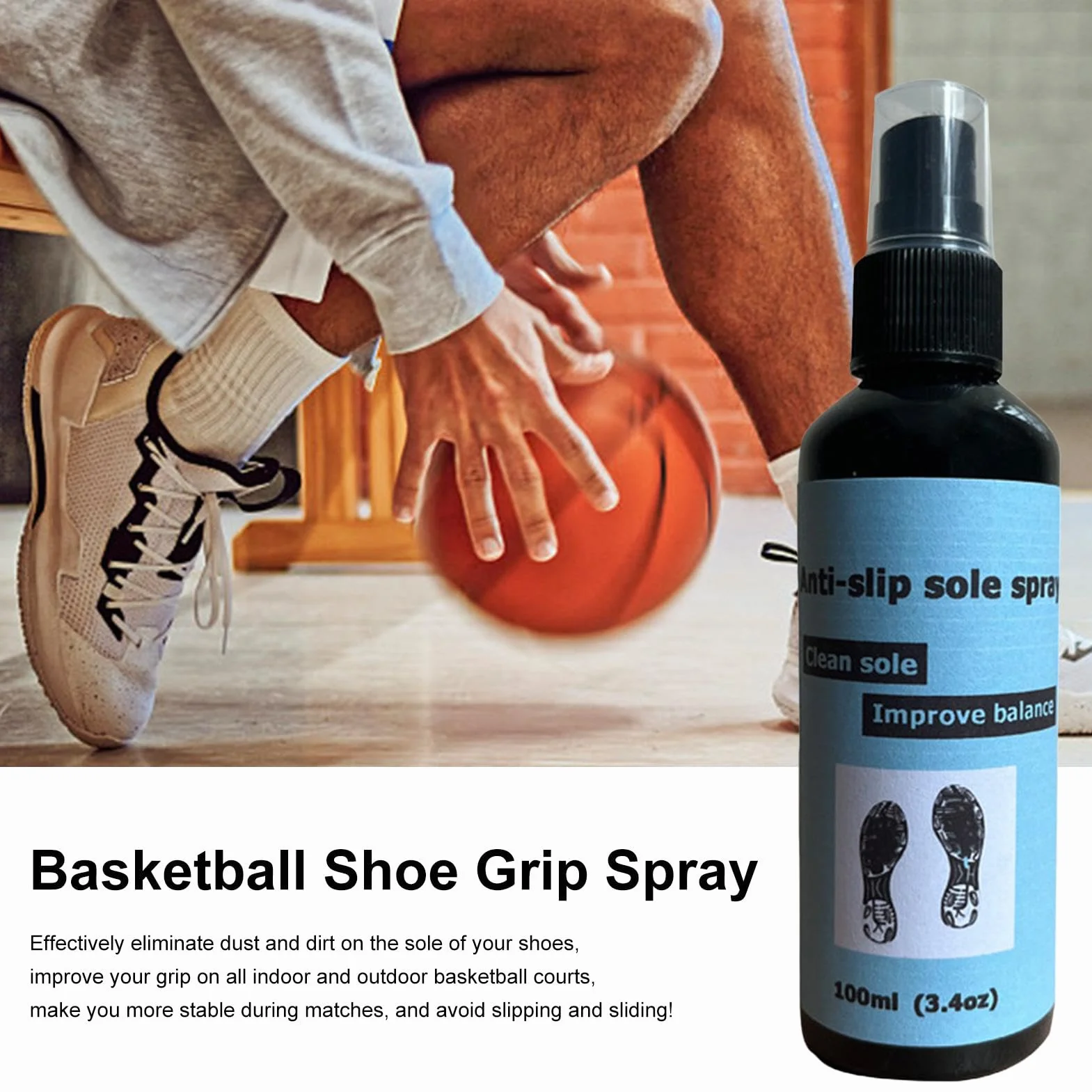 Generisch Antypoślizgowy spray do butów, 100 ml, spray ochronny do butów, ochrona podeszwy, poprawa przyczepności, antypoślizgowy spray do butów do koszykówki