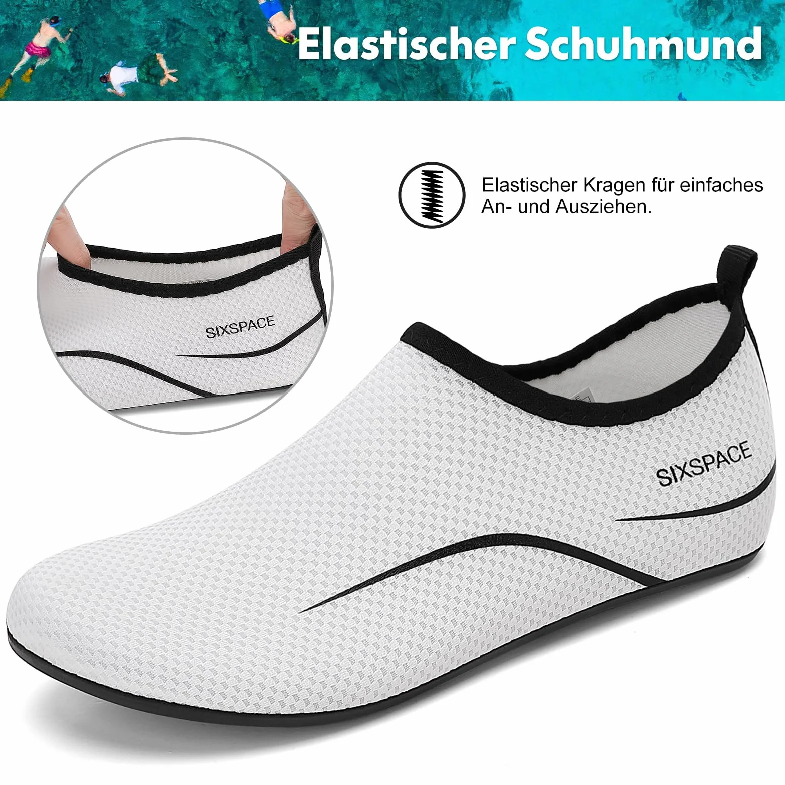 Sixspace Buty kąpielowe, buty do wody, buty plażowe, szybkoschnące, oddychające, do surfowania, dla mężczyzn i kobiet, rozm. 34-47