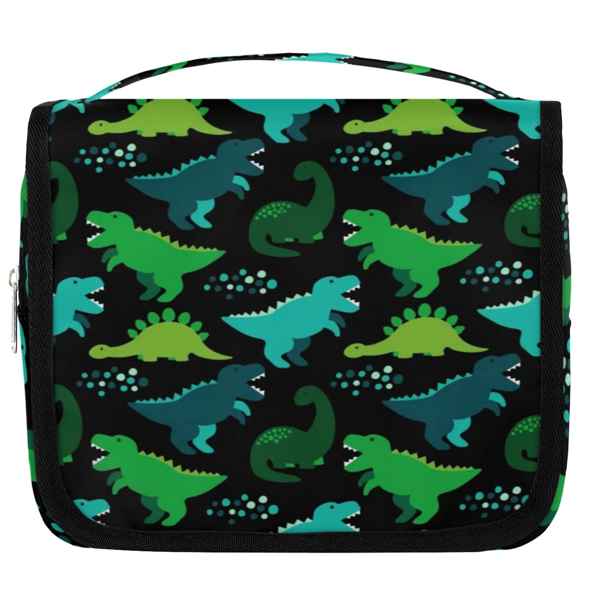 Caroon Dinozaur Podróżna Kosmetyczka Zabawny Dinozaur Mycie Torba Unisex Wiszące przybory toaletowe Kosmetyczka Organizer do makijażu, wielobarwny, Jeden rozmiar