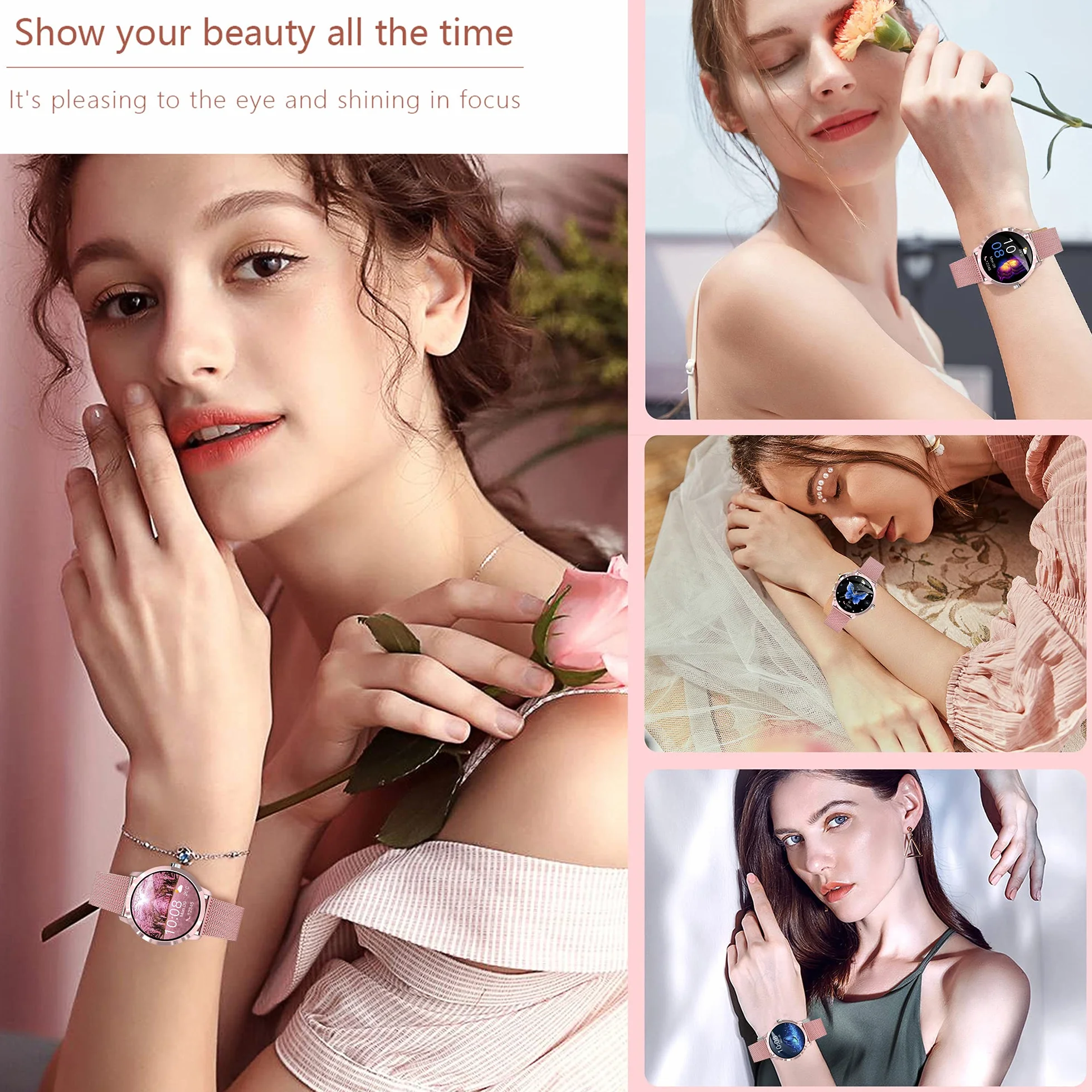 Smartwatch damski, 1,09 cala, dotykowy zegarek fitness, 22 tryby sportowe, tracker fitness z krokomierzem, stoperem, wodoszczelność IP68, inteligentny zegarek z pulsometrem, monitorem snu, zegarek