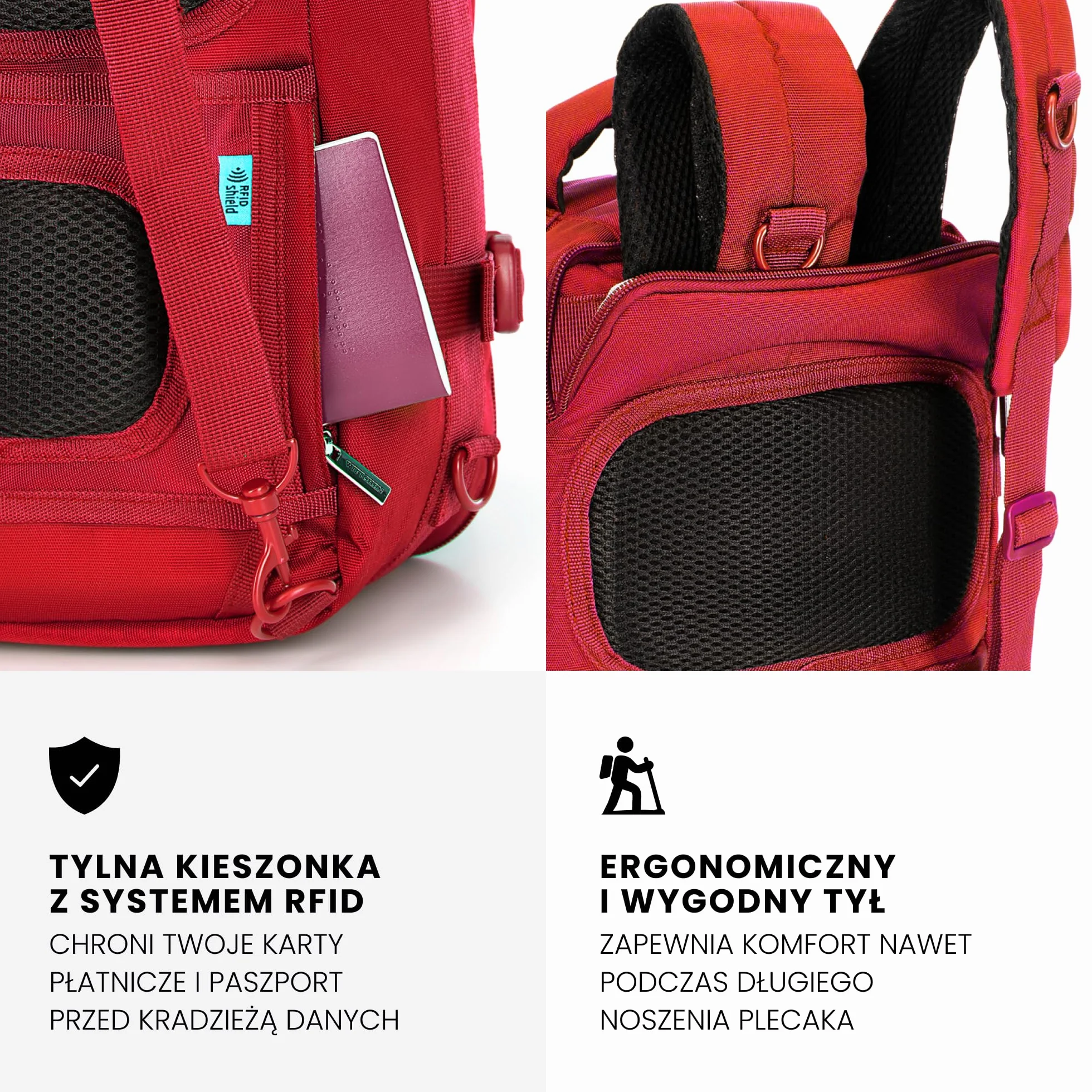 WITTCHEN Poszerzany plecak do samolotu | Plecak podręczny 32 l | Wodoodporny plecak na laptopa 17 cali | Plecak podróżny w rozmiarze kabinowym | 47 × 32 × 14–18 cm