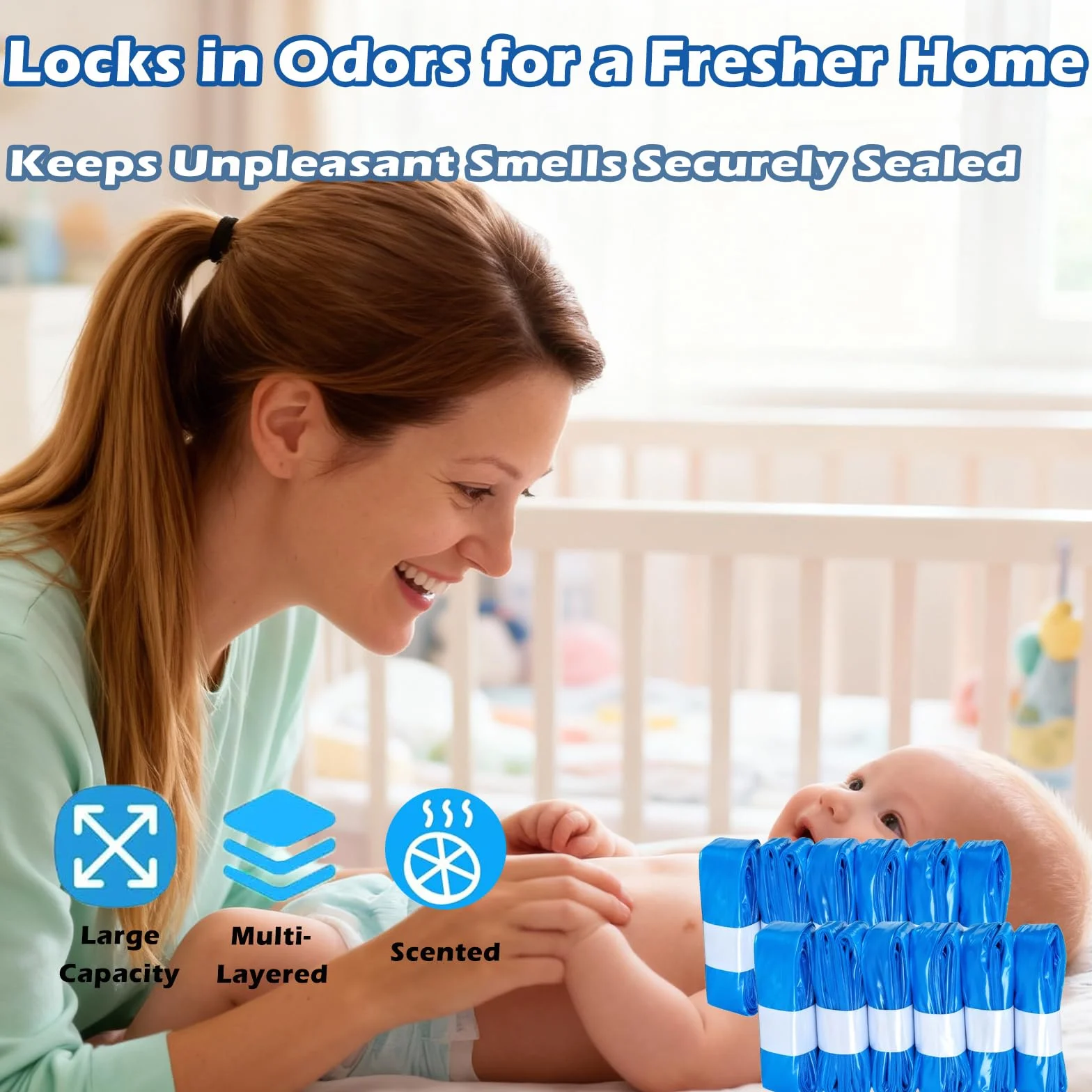 12 Wkładów do Kosza na Pieluchy, Pojemników Wkłady Worki Uzupełniająca Kompatybilne z Tommee Tippee, LitterLocker, Twist & Click i Angelcare, 4,5 m Długości do Długotrwałego Użytku