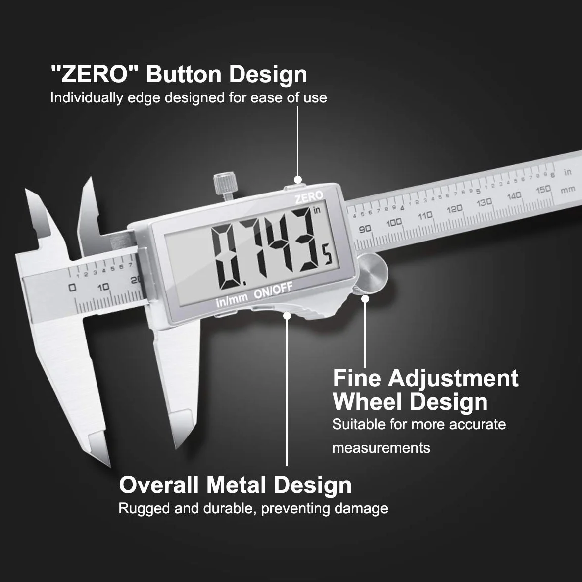 Preciva FRDM730002 Suwmiarka Cyfrowa ze Stali Nierdzewnej z Wyświetlaczem, 150 mm