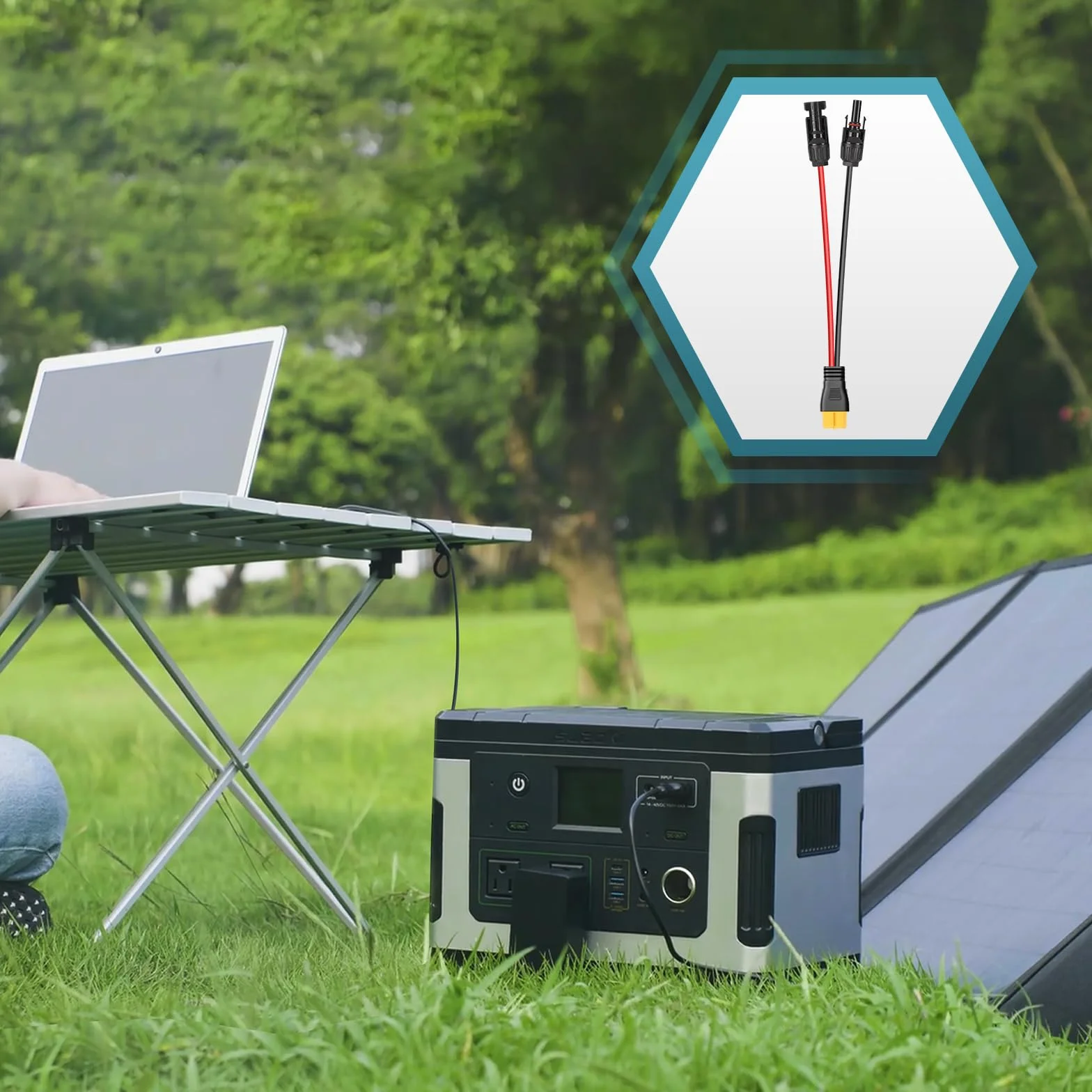 Thlevel Solarny kabel do ładowania z wtyczką solarną na XT60, 300 cm, 12 AWG, kabel adapterowy, panel słoneczny, kabel do generatora solarnego, baterii, przenośna stacja zasilania