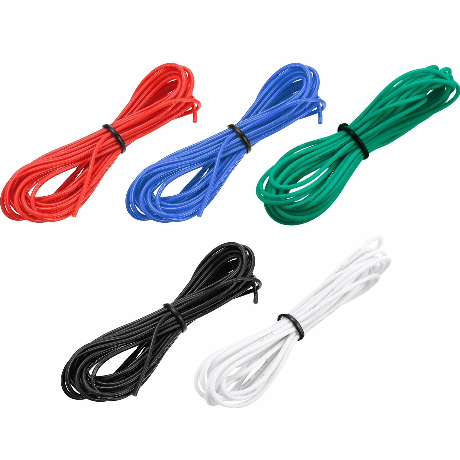 sourcing map 26 G silikonowy drut 26 AWG, drut elektryczny, skręcany drut, elastyczny, ocynkowany, miedziany, drut do podłączenia do wysokiej temperatury, 5 kolorów, 1,5 m, do modeli samochodów