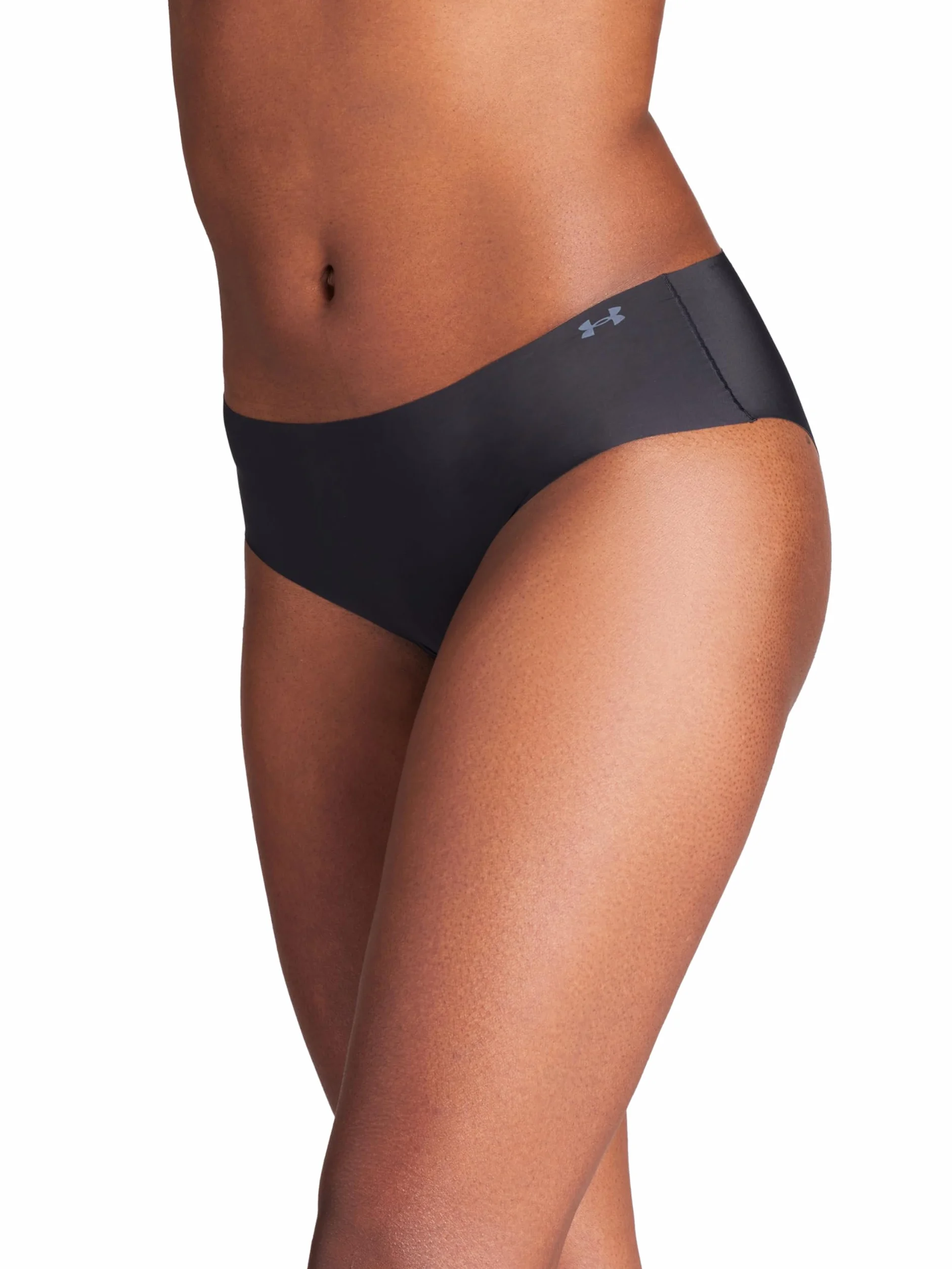 Under Armour Bielizna damska Pure Stretch niewidoczne spodnie hipsterskie, 3 sztuki majtek, czarne, L, Czarny, L