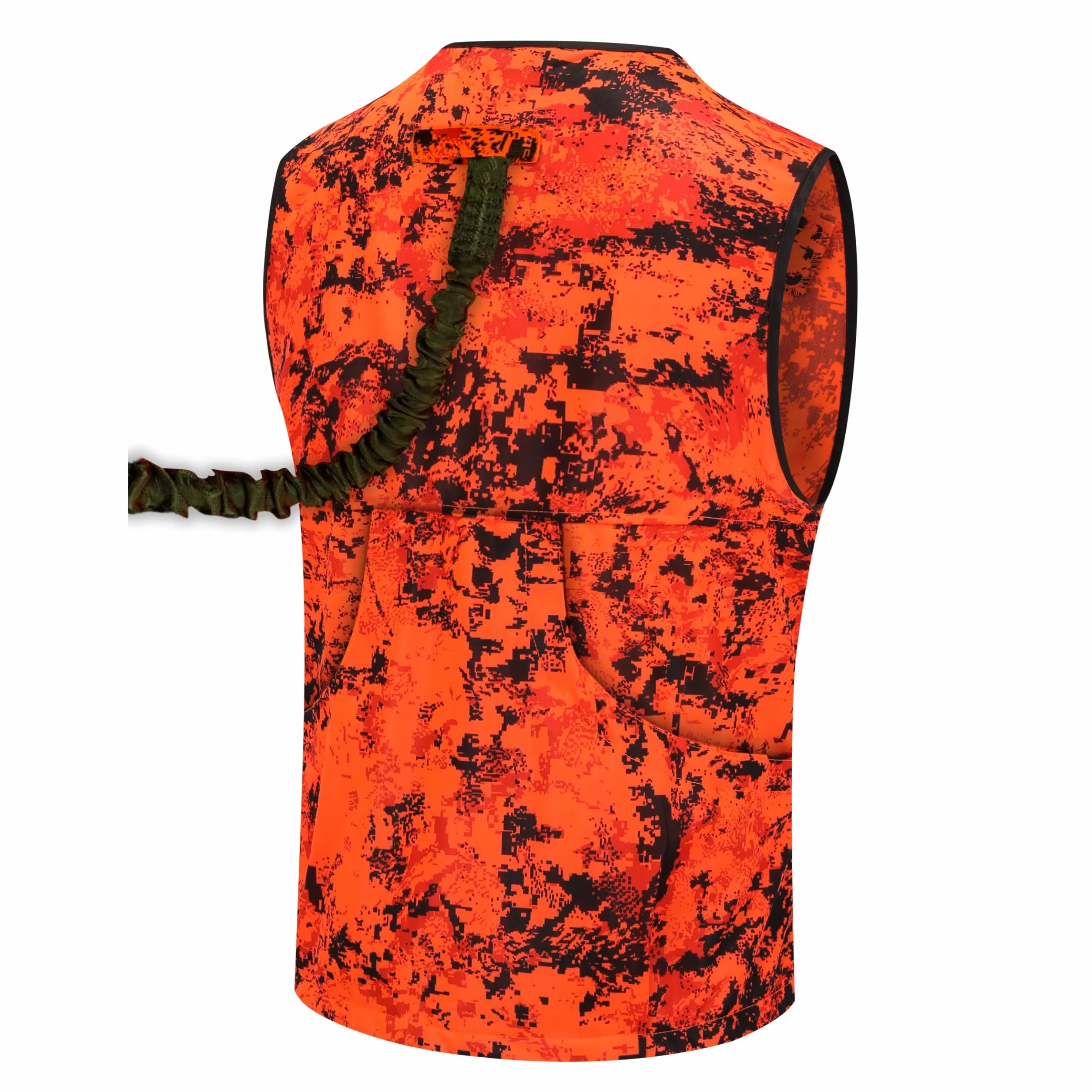 Blaze Camo Orange kamizelka myśliwska dla dorosłych z wieloma kieszeniami