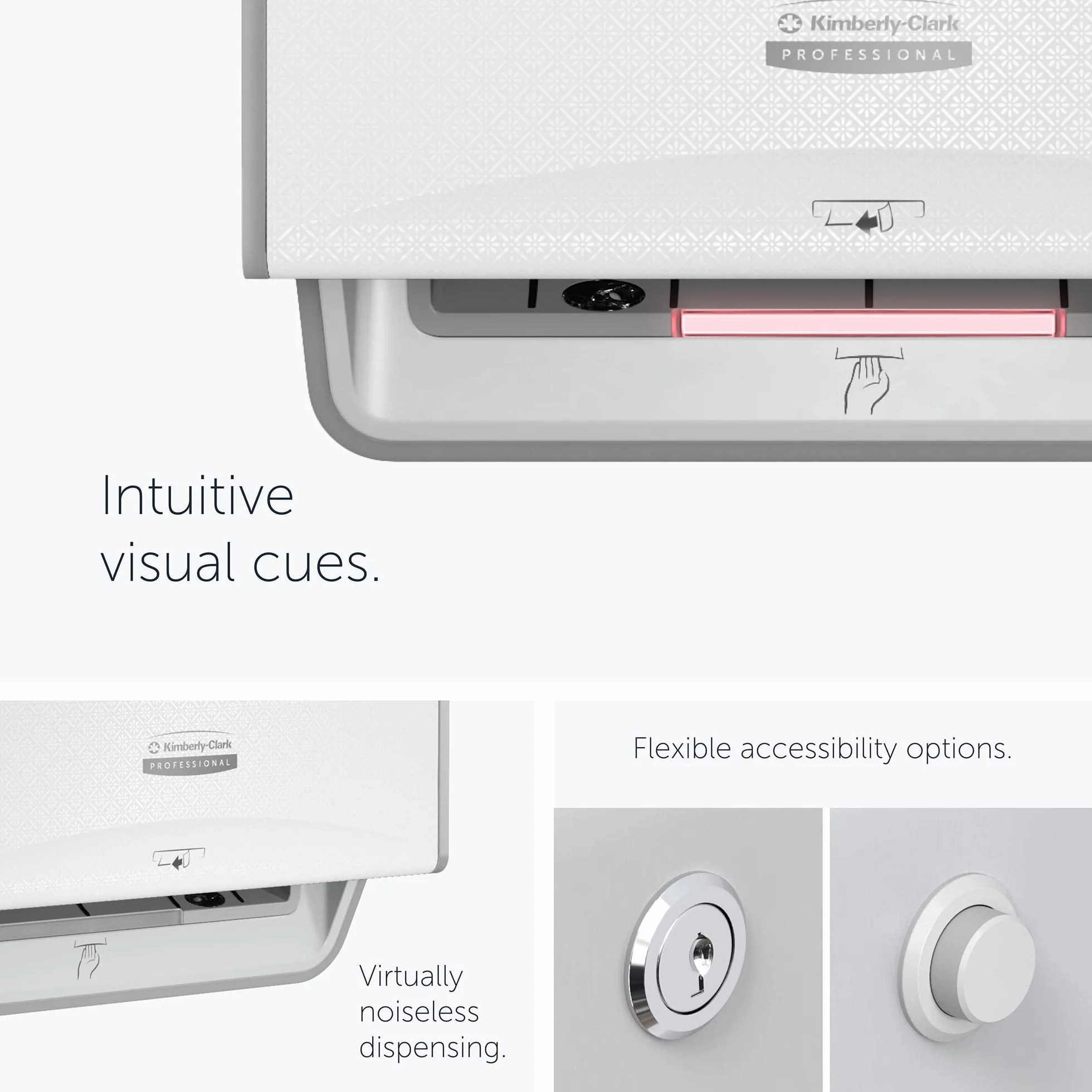 Kimberly-Clark Professional Automatyczny dozownik ręczników Icon (53940), biała obudowa z białą osłoną w stylu mozaikowym; 1 dozownik i jedna osłona na jednostkę sprzedaży