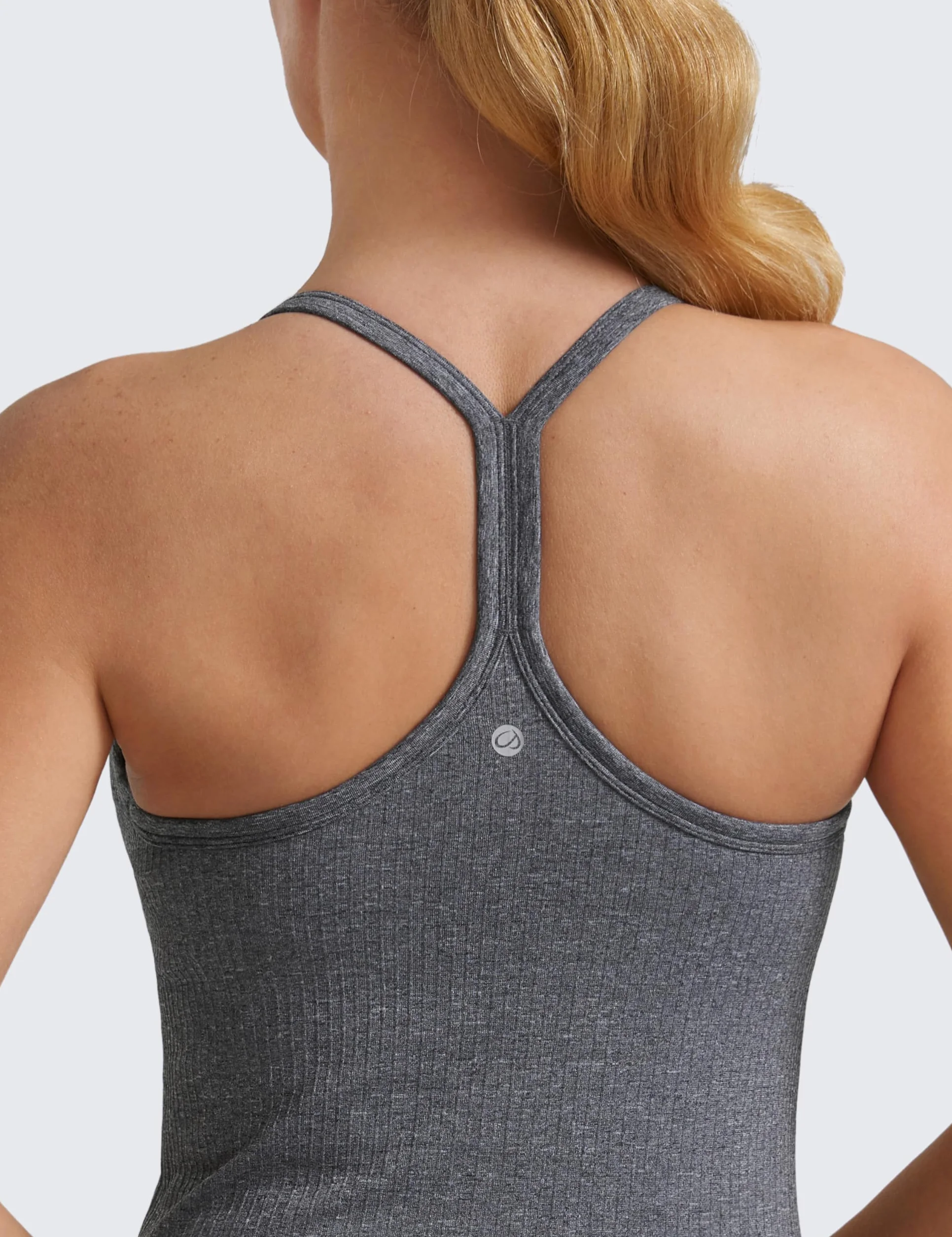 CRZ YOGA Bezszwowe Koszulki Treningowe Dla Kobiet Racerback z Wbudowanym Biustonoszem
