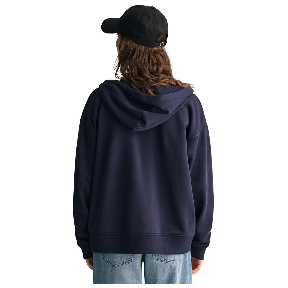 GANT Damska bluza z kapturem Shield Zip, niebieski (Evening Blue), L