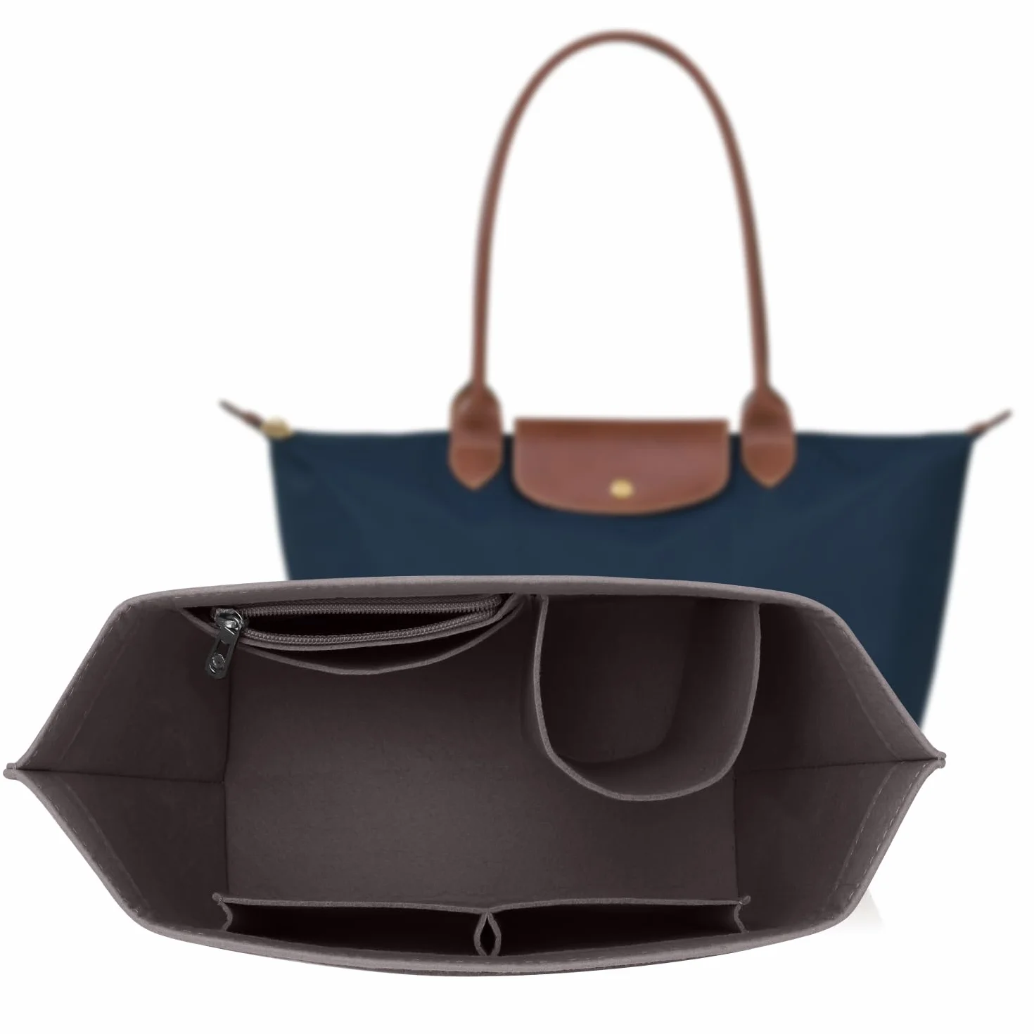Longchamp Le Pliage Organizer do Torebki Filcowy Duży Ciemnoszary L