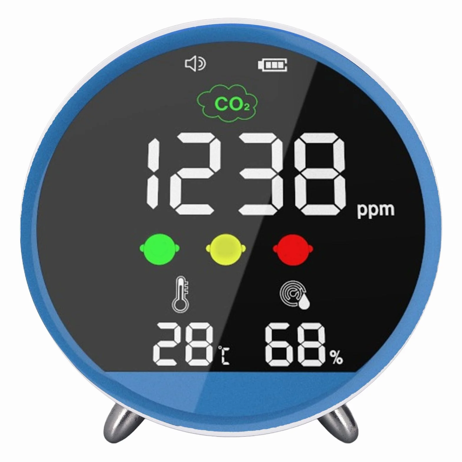 Biurkowy Detektor CO2, 400–5000 Ppm Wysoka dokładność Wewnętrzny Tester CO2 z Wyświetlaczem Temperatury i Wilgotności Próbkowanie 1,5 S dla Namiotów Hodowlanych Domy Fabryki