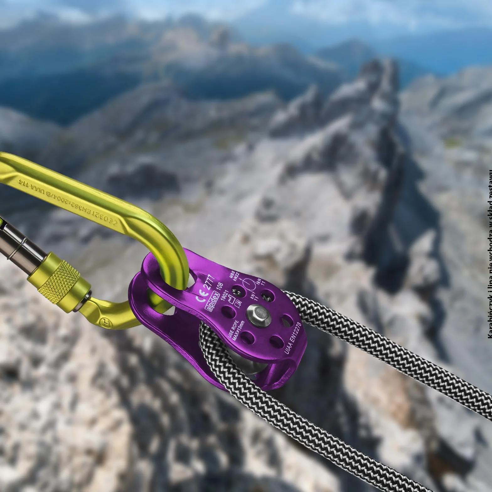 ALPIDEX Rolka Do Wspinaczki - 22 kN - Fix Pulley Blok Koła Pasowego - Odpowiedni Do Lin O Średnicy Do 13 mm - EN12278