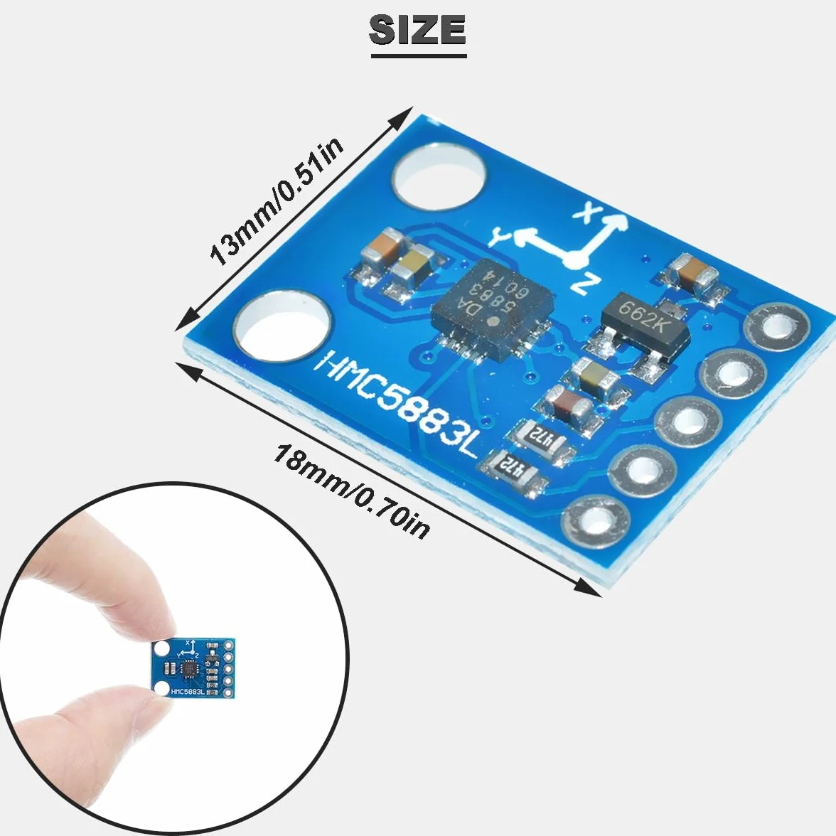 Triple Axis Compass Magnetometr czujnik GY-273 QMC5883L HMC5883L trójosiowy kompas-magnetometr moduł czujnika 3 V-5 V z kablem Dupon do Arduino, 3 sztuki w opakowaniu