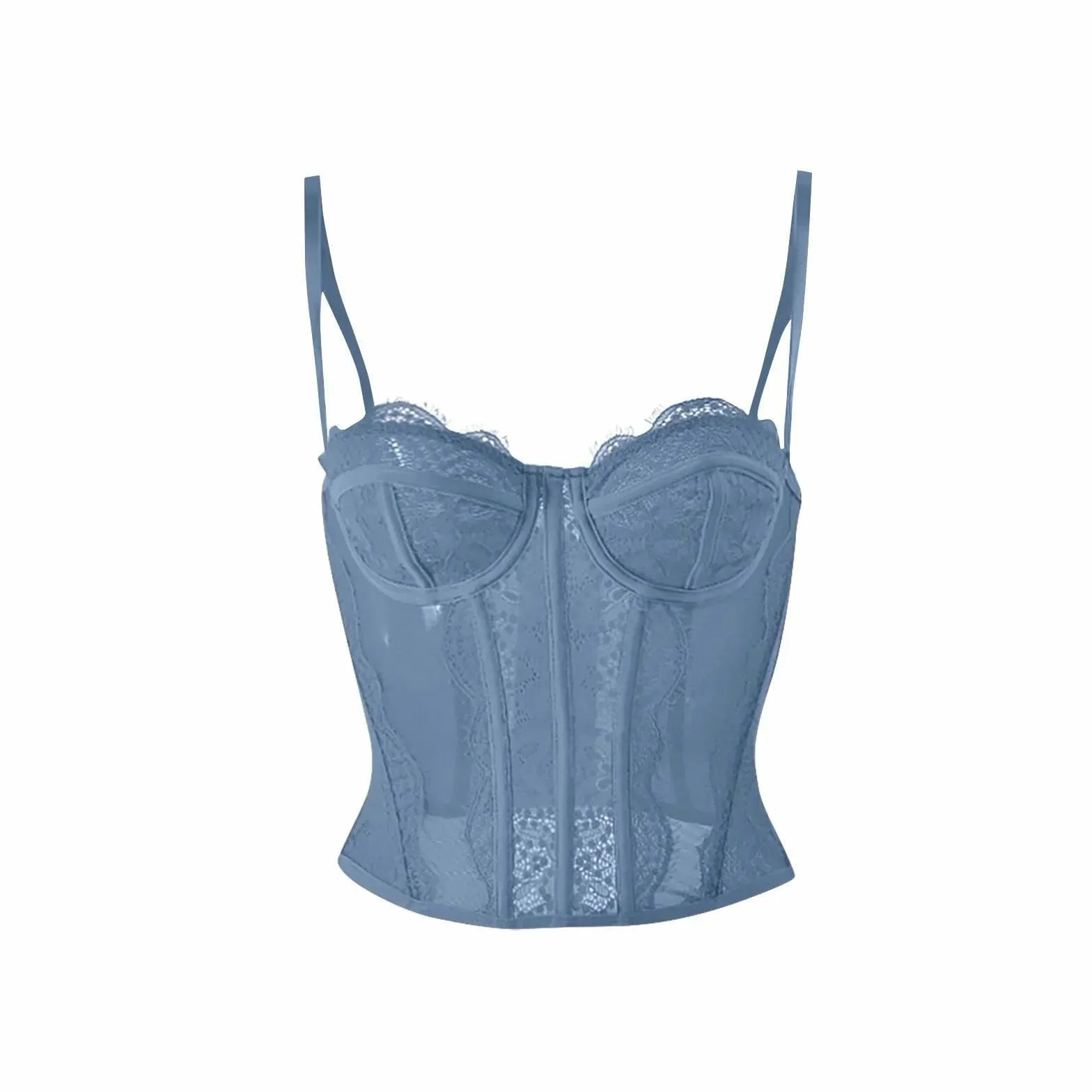 Trener talii Body Shaper dla kobiet Moda Seksowny damski gorset Crop Tops Punk Rock Goth Bustier Bra Night Club Party Cropped Vest Ladies Push Up Top-a-Blue-S