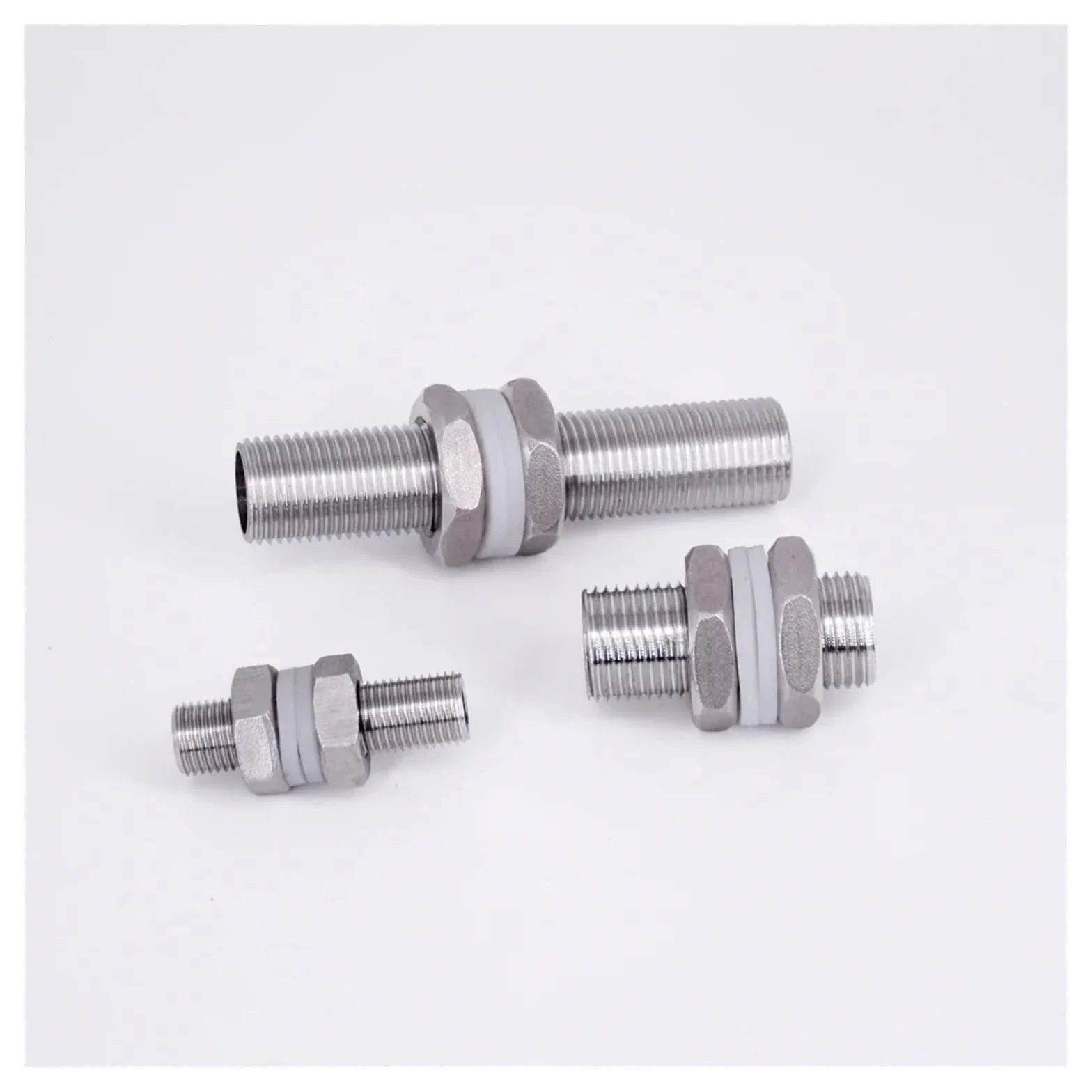 1/2" 30 40 50 60 80 100 120 150mm Stainless Full Thread Bulkhead Lock Pipe Fitting Water Tank(75MM_1/2")