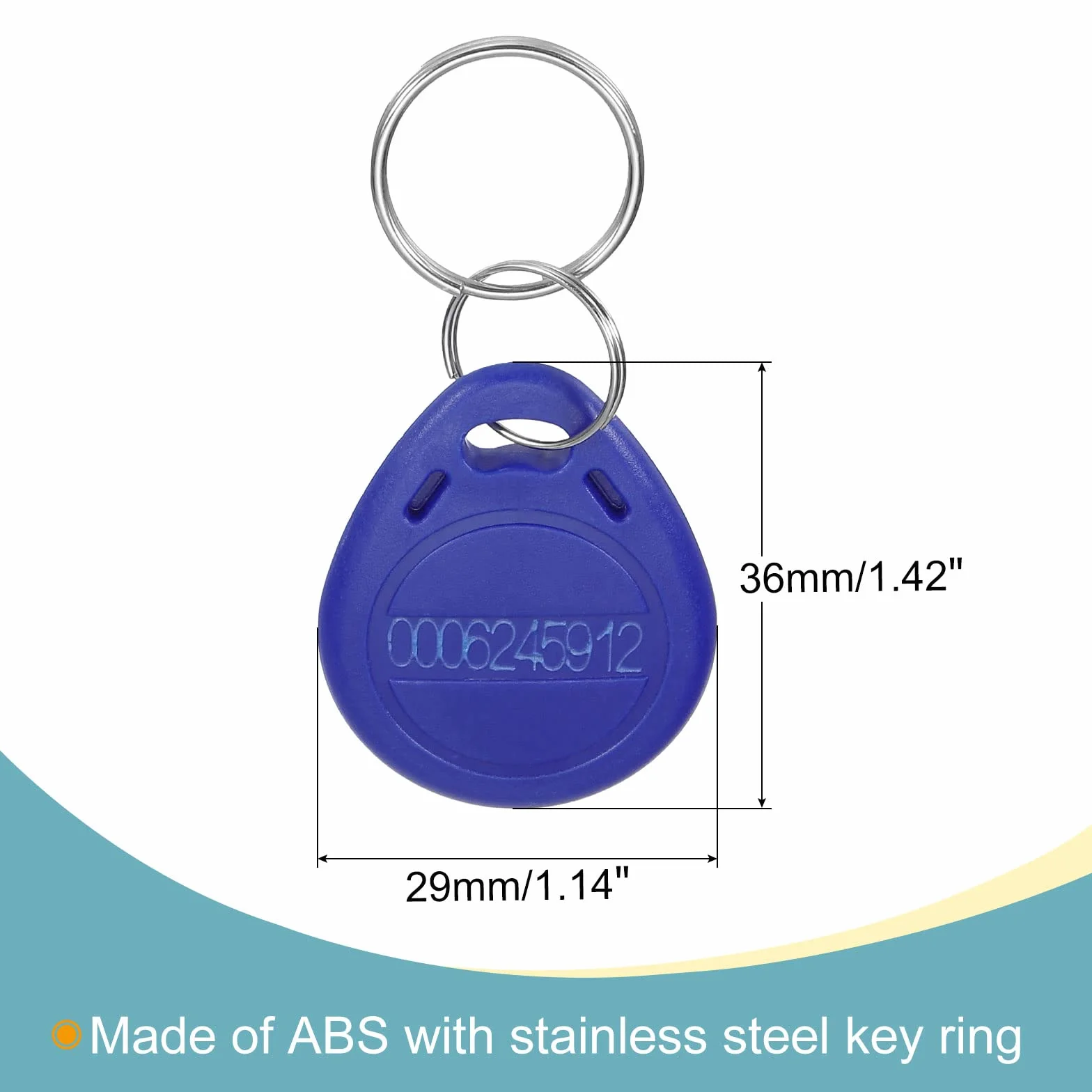 sourcing map 20 Pack ID karta brelok do kluczy RFID 125 kHz do zapisu Tag Token niebieski
