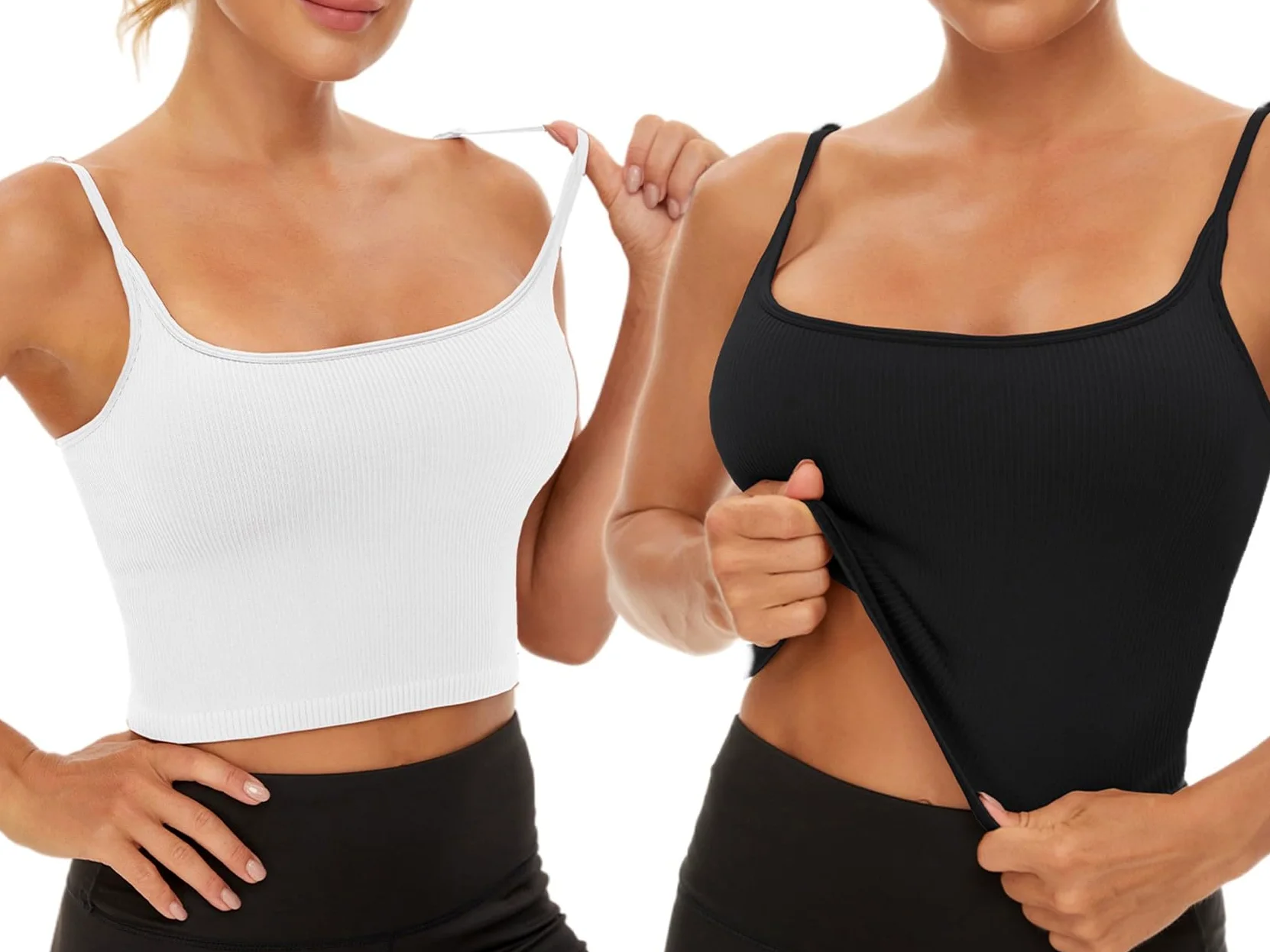 BRAKIKIWING Damski bezszwowy biustonosz sportowy, na trening, krótki top z podszewką, prążkowany top fitness