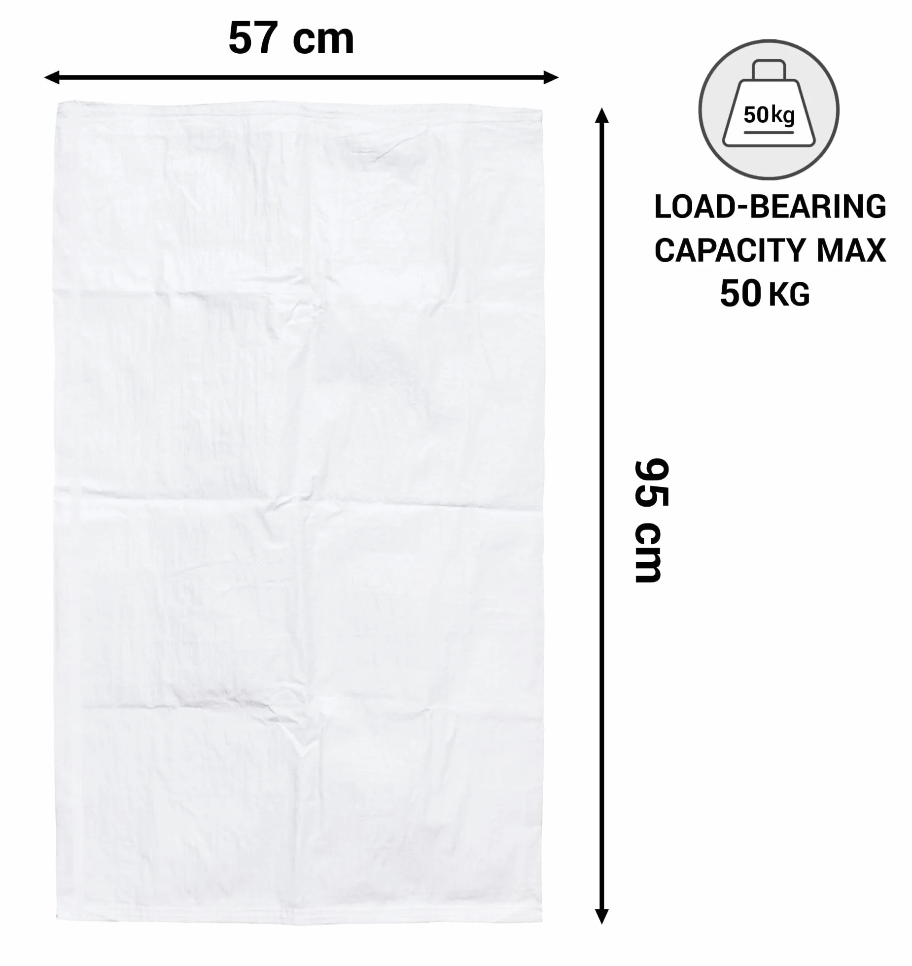 SKIR'CO (40 szt.) białe worki tkane PP 57 x 95 cm, worki polipropylenowe z wkładką polietylenową, worek do usuwania gruzu, worki do usuwania odpadów