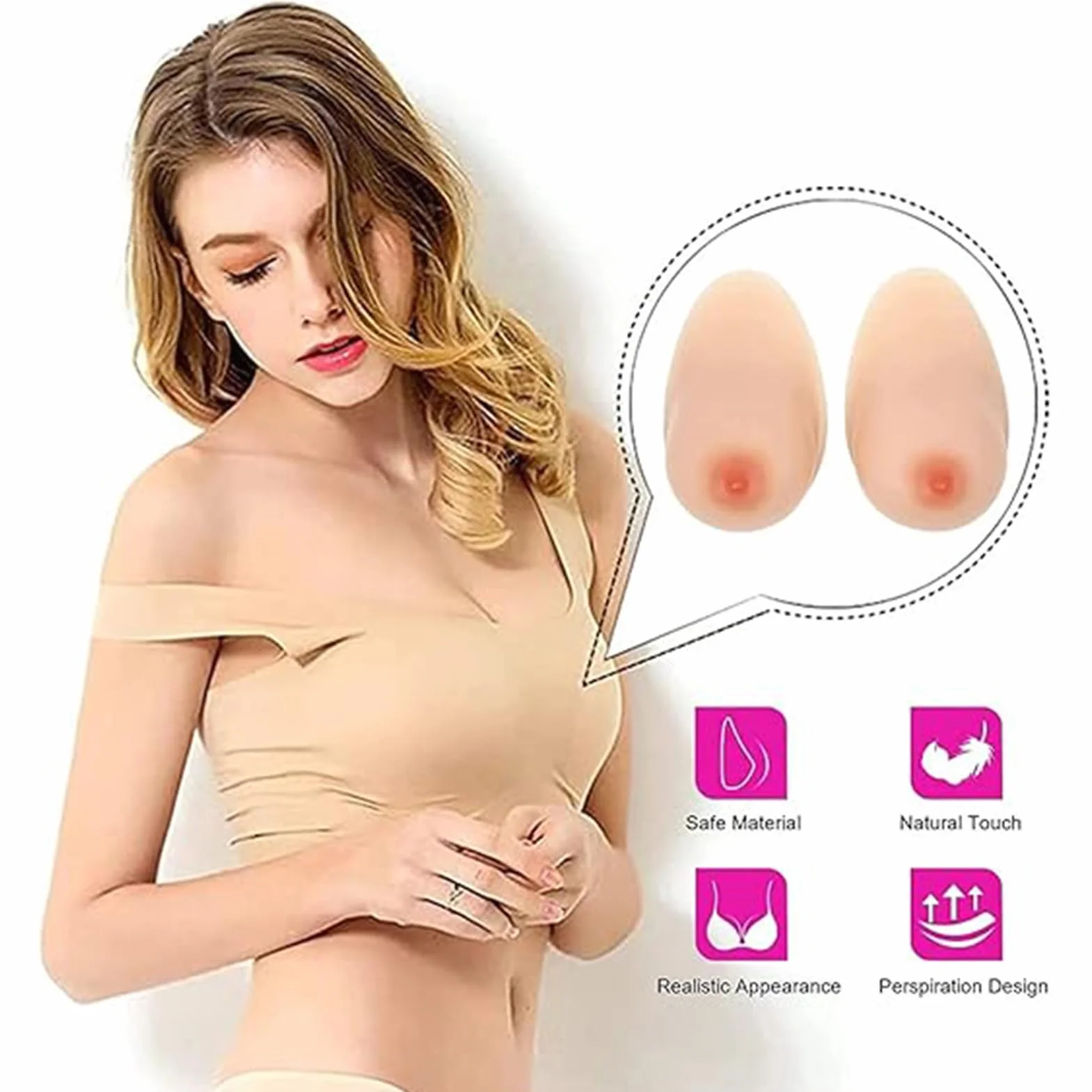 Samoprzylepne realistyczne protezy piersi silikonowe 1 para B-EE Cup do mastektomii crossdress cosplay nude