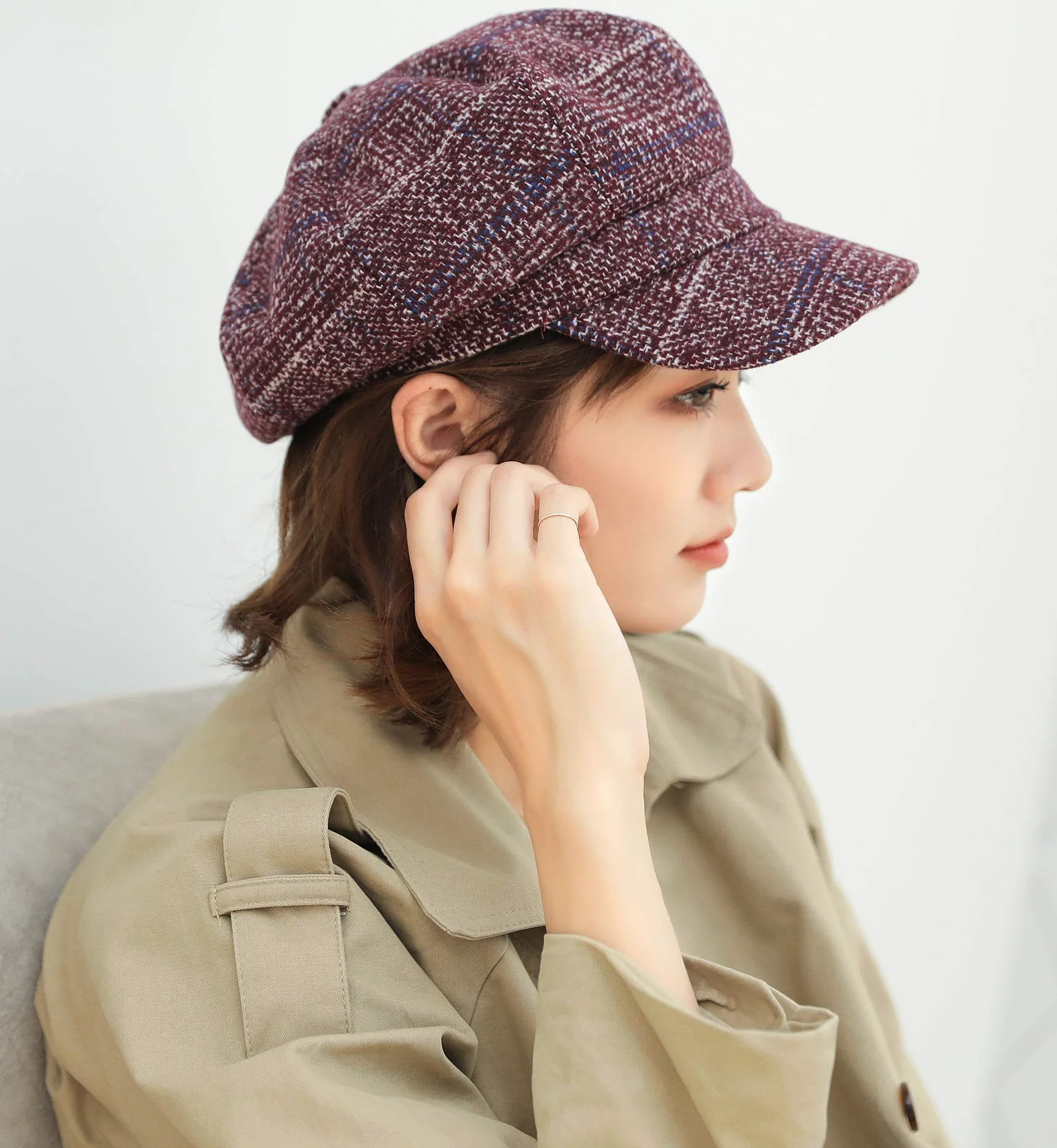 Superora Damska czapka z daszkiem beret zimowa Newsboy Cap Bakerboy