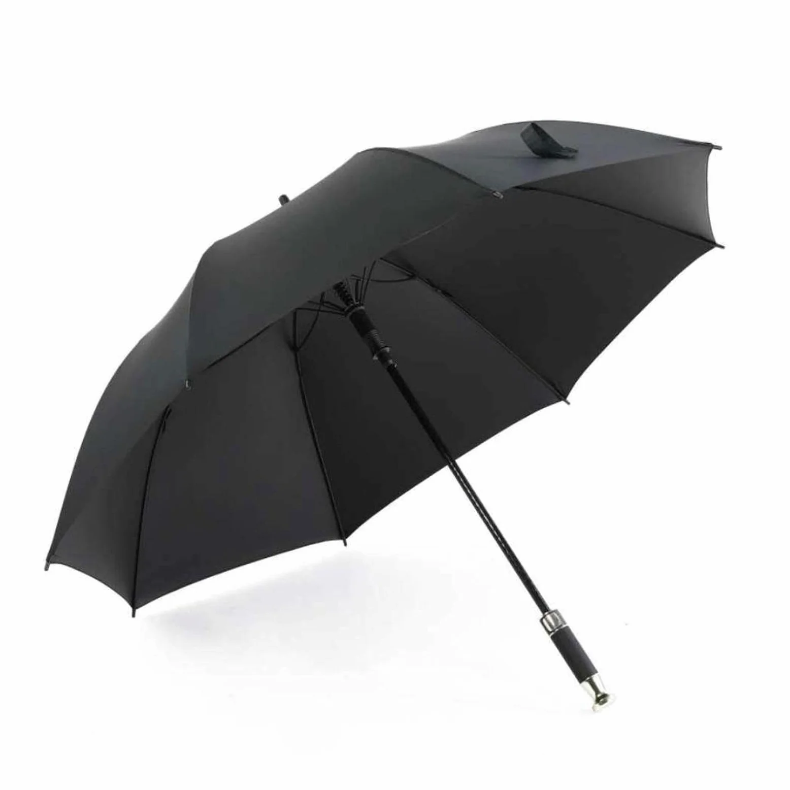 2022 Luksusowy parasol golfowy z pełnym włóknem Automatyczny długi uchwyt Business Fibre Sraight Parasol Dostosowane logo (czarny)