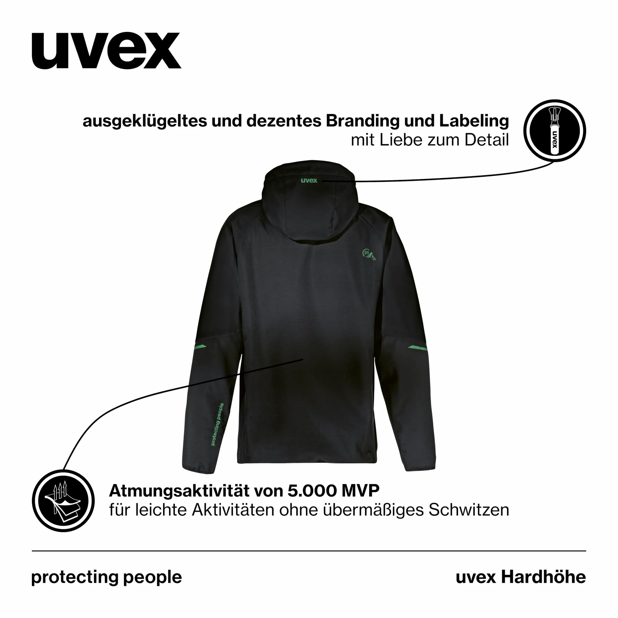 Uvex Hardhöhe Softshell Jacket - Wodoodporna kurtka rekreacyjna wykonana z poliestru pochodzącego z recyklingu