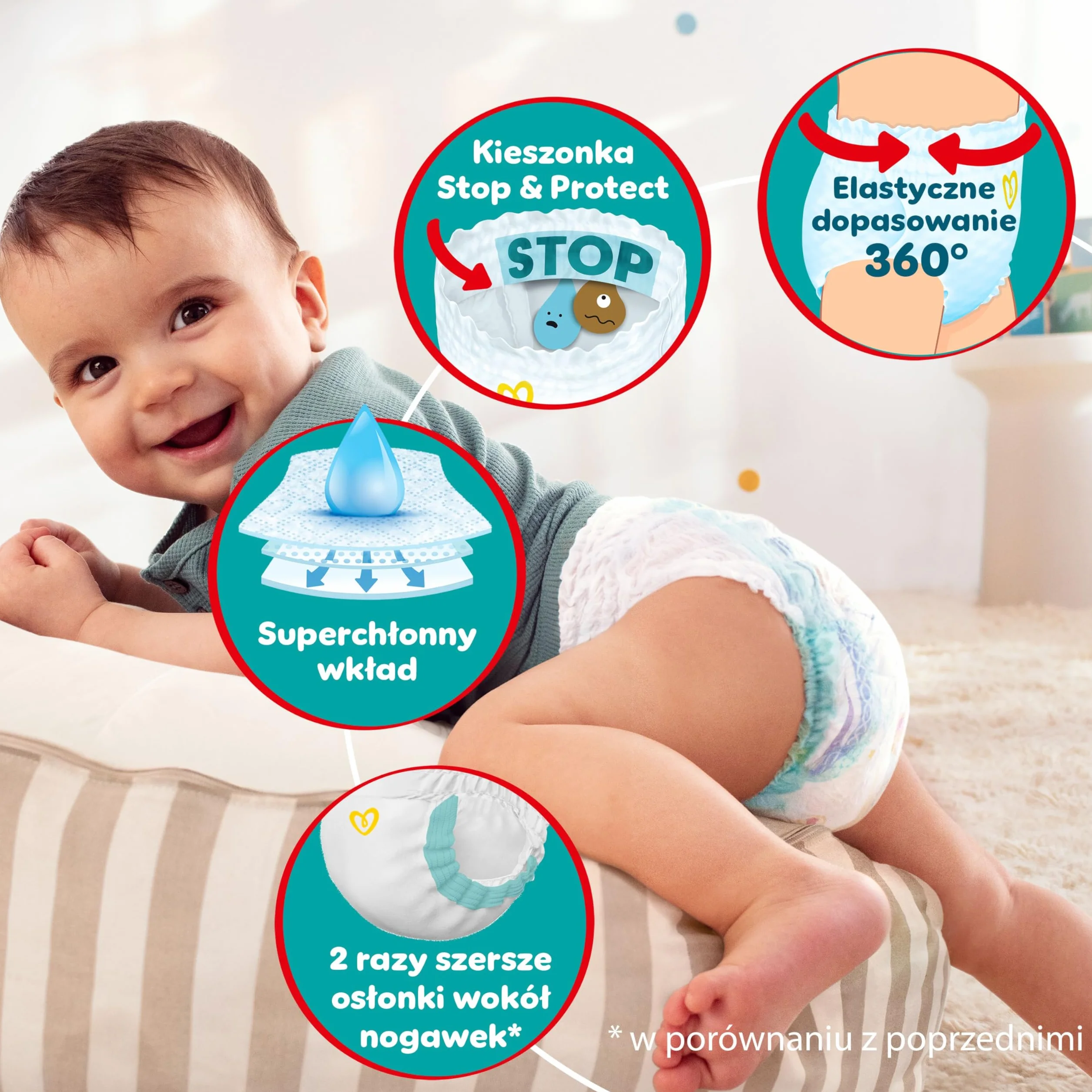 Pieluchomajtki Pampers Active Baby, rozmiar 6, pieluszki 132, 13kg-19kg