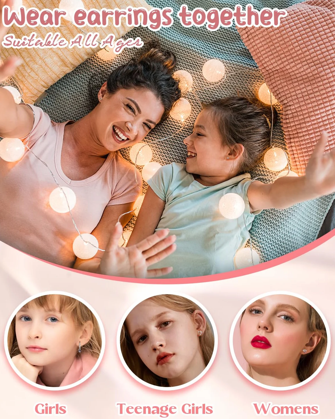 ORAZIO 3 pary srebrne kolczyki dla dzieci dziewczynka kolczyki dziecko serce gwiazda srebro kreole Helix piercing do ucha kolczyki dziecko dziewczynka