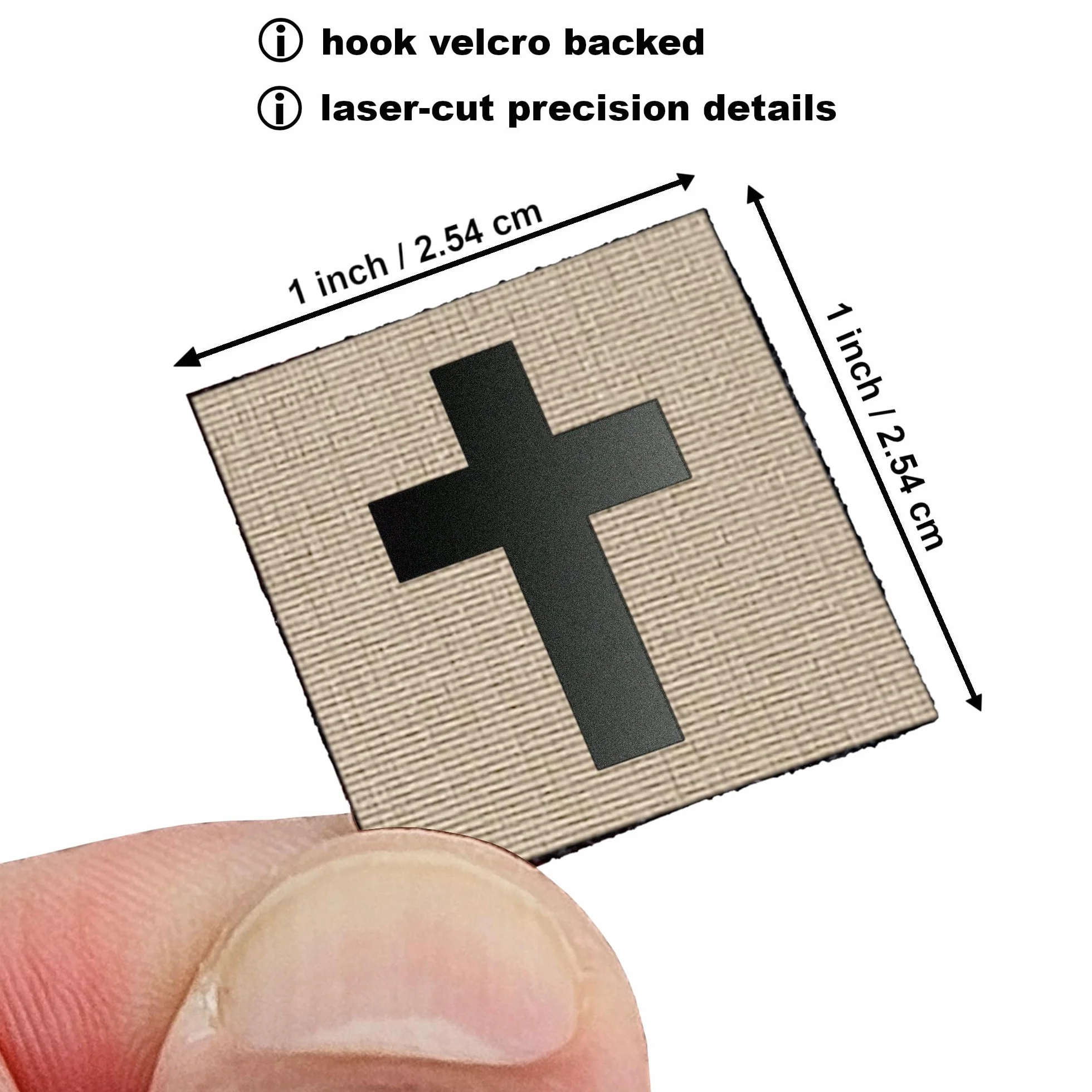 Mini naszywka krucyfiks Jezus Chrystus Christian Morale [jasnobrązowa, czarna]