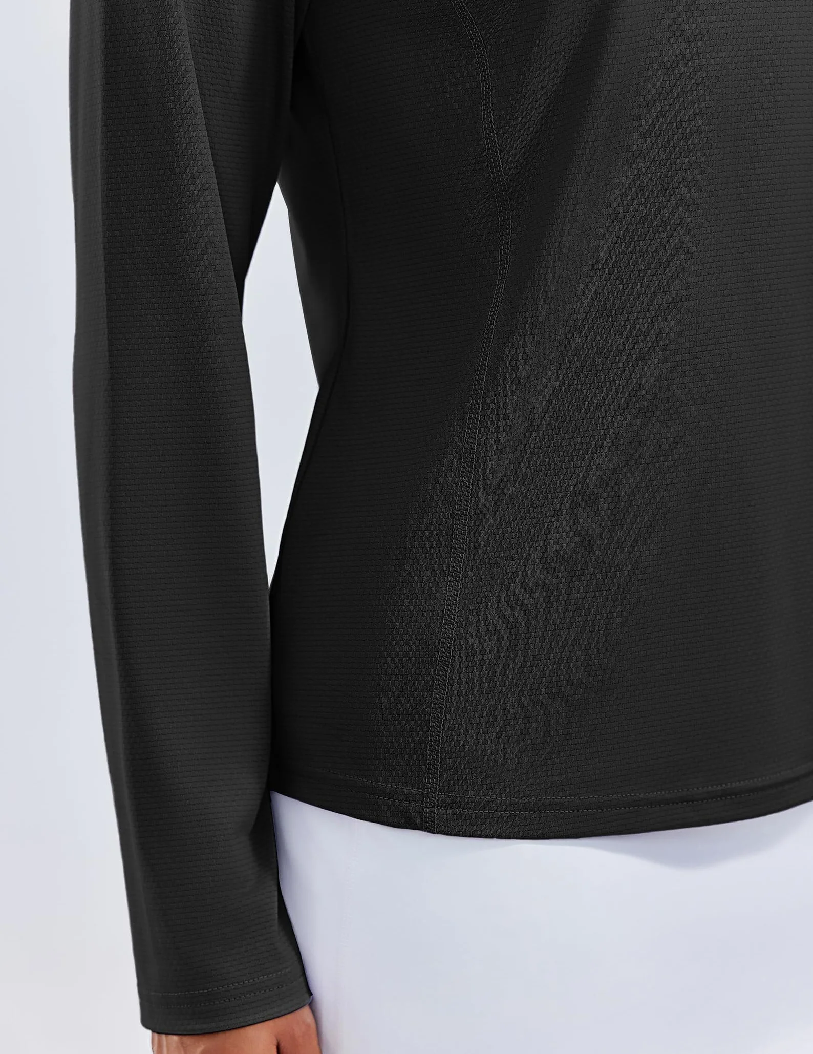 PINSPARK Sportowa koszulka damska z długim rękawem, dekolt w serek, kołnierz polo, UPF 50+, sportowy T-shirt, oddychający, do biegania, na siłownię, jogę