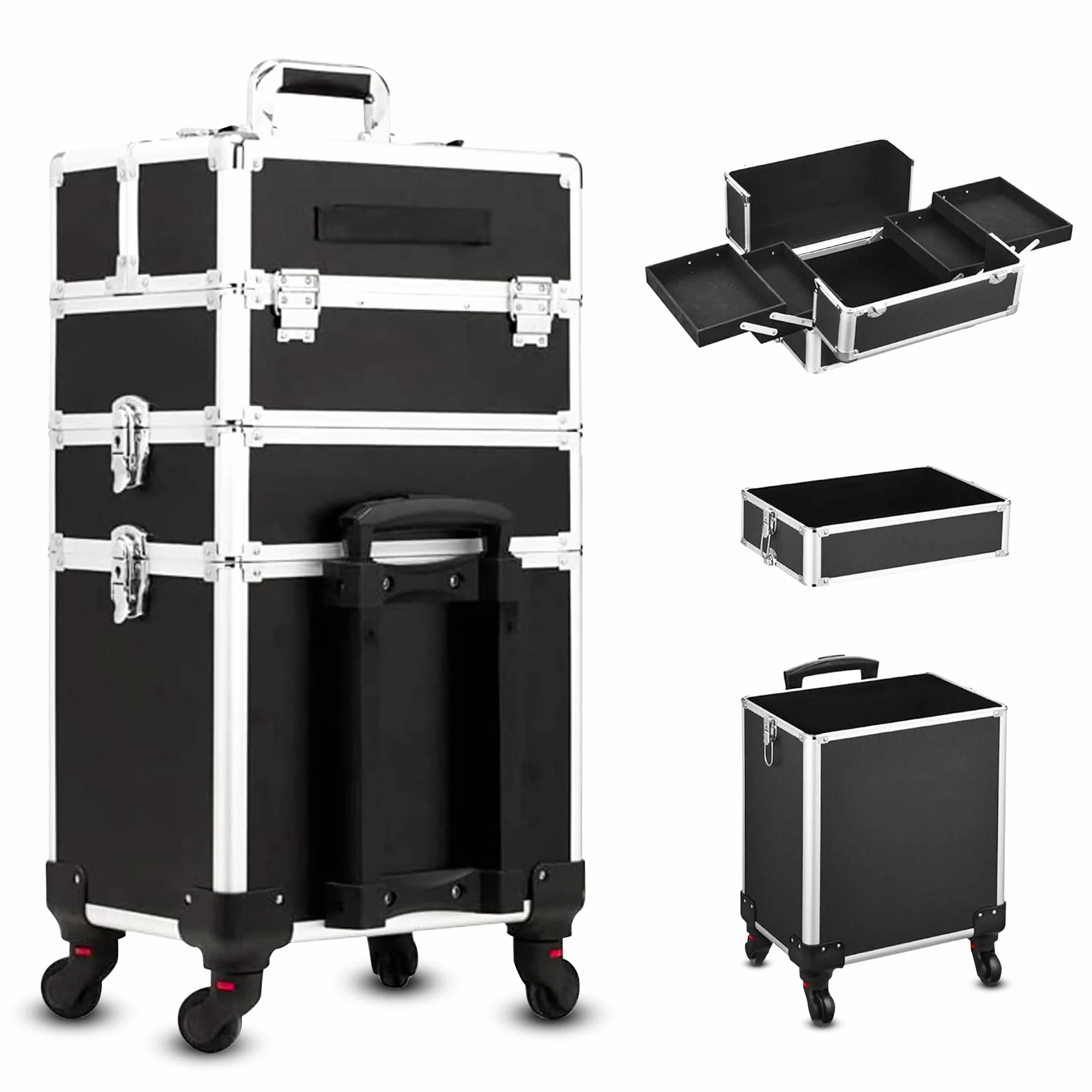 Make Up Trolley 106 x 36 x 24 cm - Kosmetyczka - Walizka fryzjerska - Beauty Case - Zestaw do makijażu - Czarny