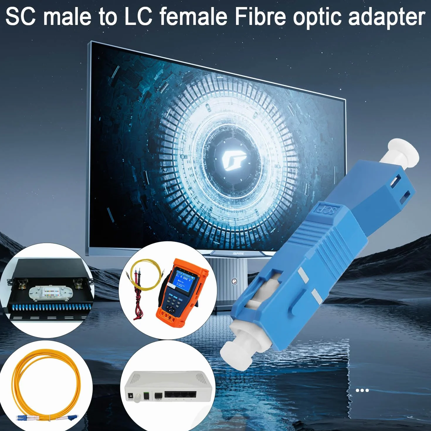 QIANRENON SC męski na LC żeński jednomodowy adapter SM 9/125μm SC/UPC na LC/UPC hybrydowy konwerter simplex, do światłowodowych sieci/paneli krosowych, optycznego miernika, czerwonego pióra