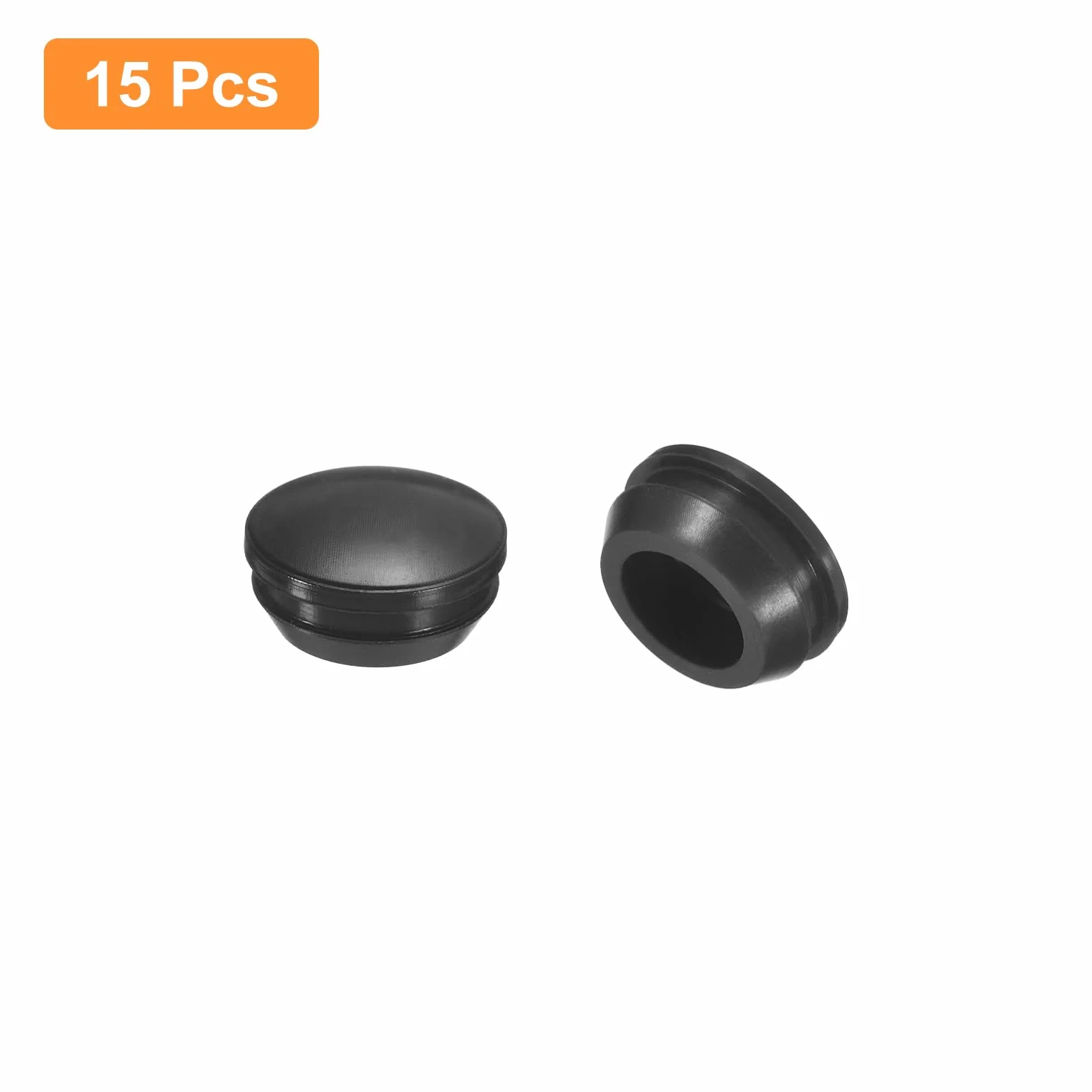 QUARKZMAN 15 sztuk zatyczek silikonowych, okrągłe, gumowe zatyczki do zatrzasków w otworach 14-15 mm, wodoszczelne zatyczki do metalowych rur, zaślepki do mebli, czarne wstawki