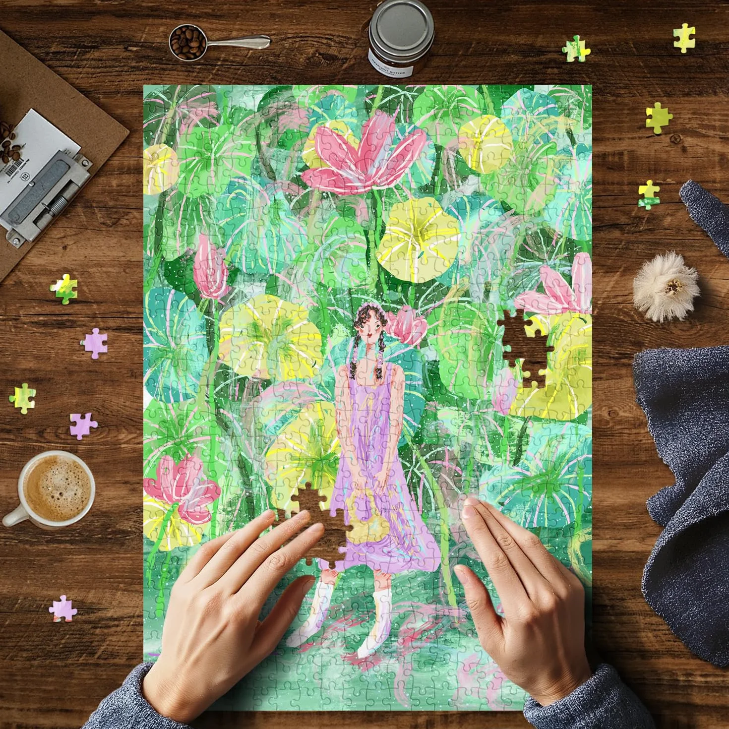 HUADADA Puzzle 500 sztuk, klasyczne puzzle 500 elementów dla dorosłych rodzina interaktywne puzzle prezent lato