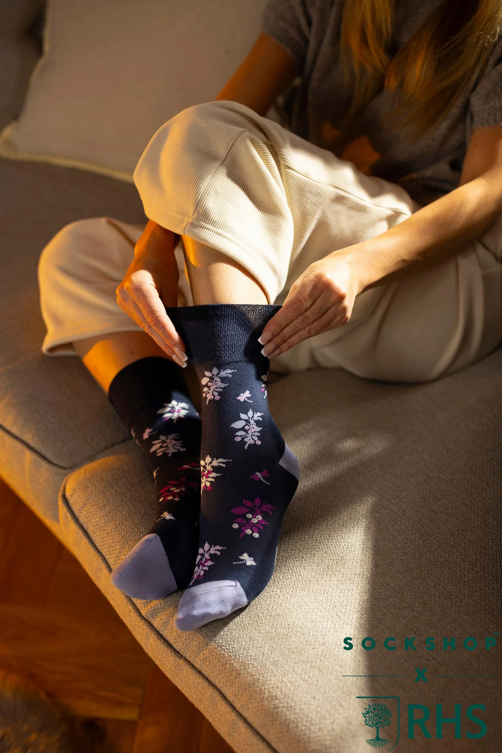 SockShop RHS Królewskie Towarzystwo Ogrodnicze Damskie Skarpetki - RHS x Delikatny Wzór Uchwytu, Bawełniane Skarpety, Prezent dla ogrodników, Rozmiar 37-42 3 pary