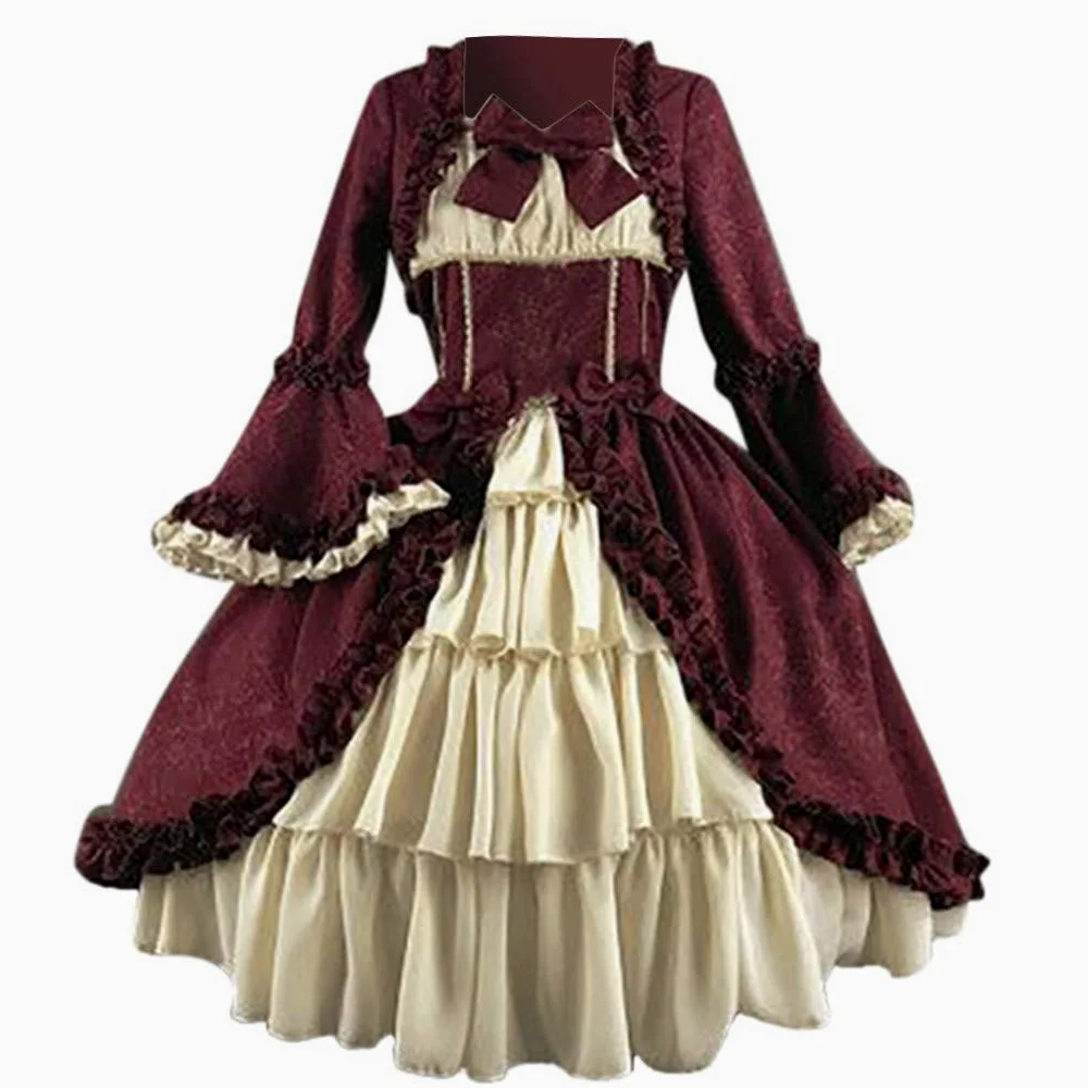 Generisch Cosplay kostium damski, średniowieczna sukienka, anime, karnawał, Halloween, gotycki, wiktoriańska, LARP, fantazyjna, retro, sznurowana, zestaw A101