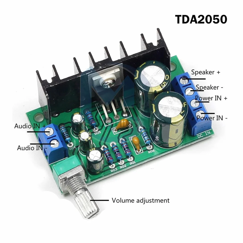 Hailege 2 szt. TDA2050 mono moduł wzmacniacza audio cyfrowy mono płyta wzmacniacza DC/AC 5-24 V wyjście 5W-120 W do głośnika