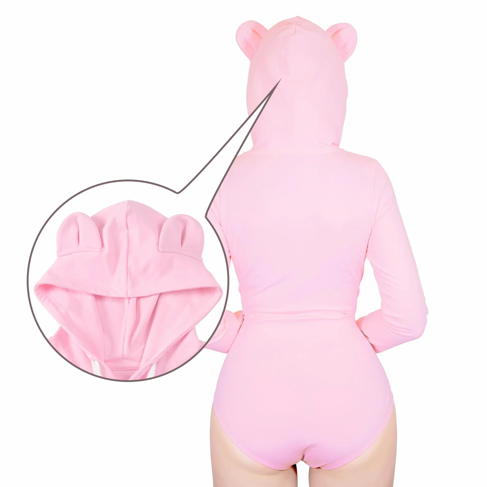 LittleForBig Bawełniany kombinezon jednoczęściowa piżama z kapturem body - przytulna bluza z kapturem Sissy Bear Onesie
