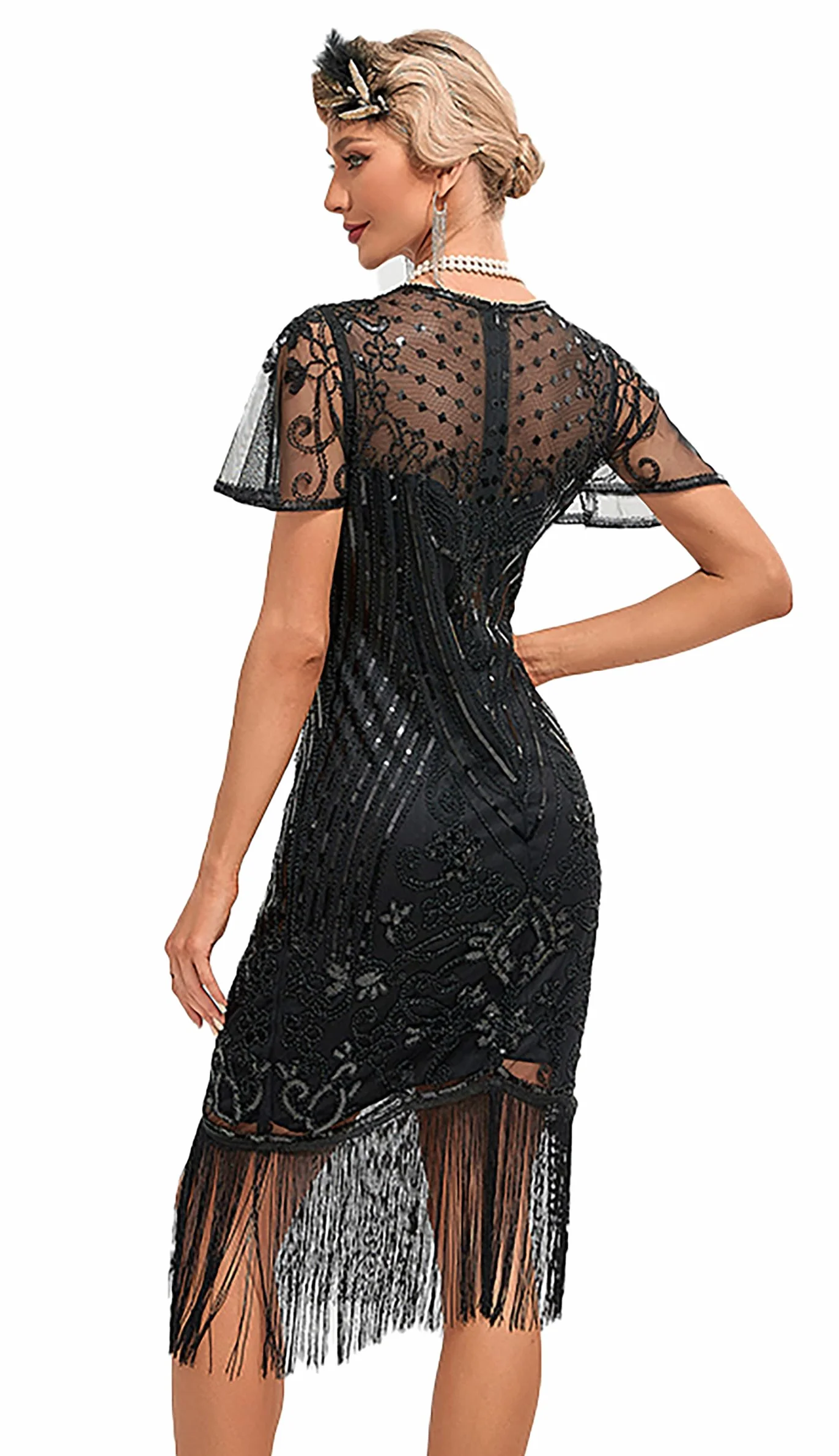 VILOREE Sukienka wieczorowa damska sukienka na bal, sukienka koktajlowa w stylu lat 20., Art Deco Great Gatsby, na imprezę, styl vintage retro