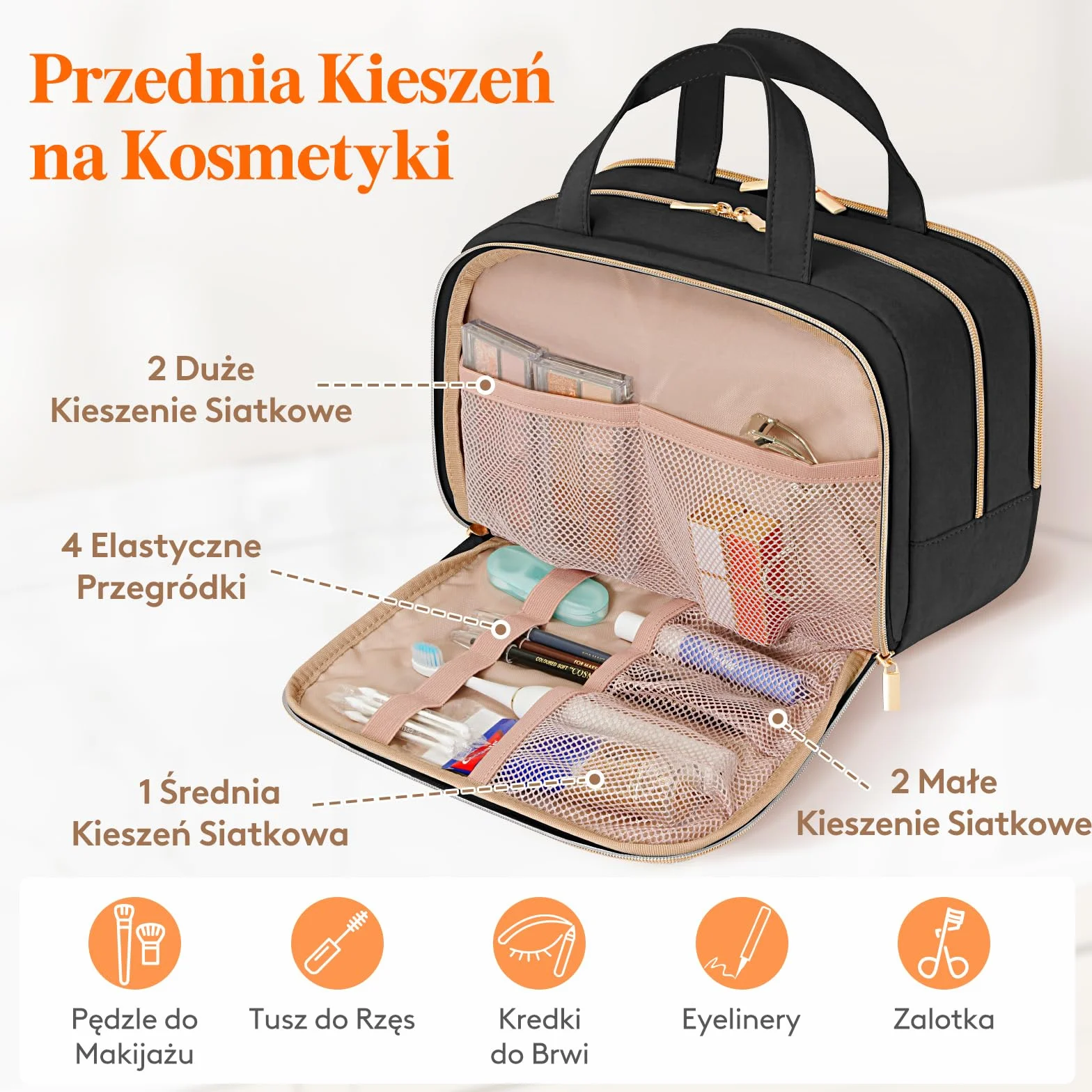 Lifewit Kosmetyczka Damska, Organizer na Kosmetyki Podróżne, Przezroczysta Kosmetyczka na Kosmetyki Pełnowymiarowe, Niezbędne w Podróży Pojemniki do Pielęgnacji Skóry, 10L, Czarny