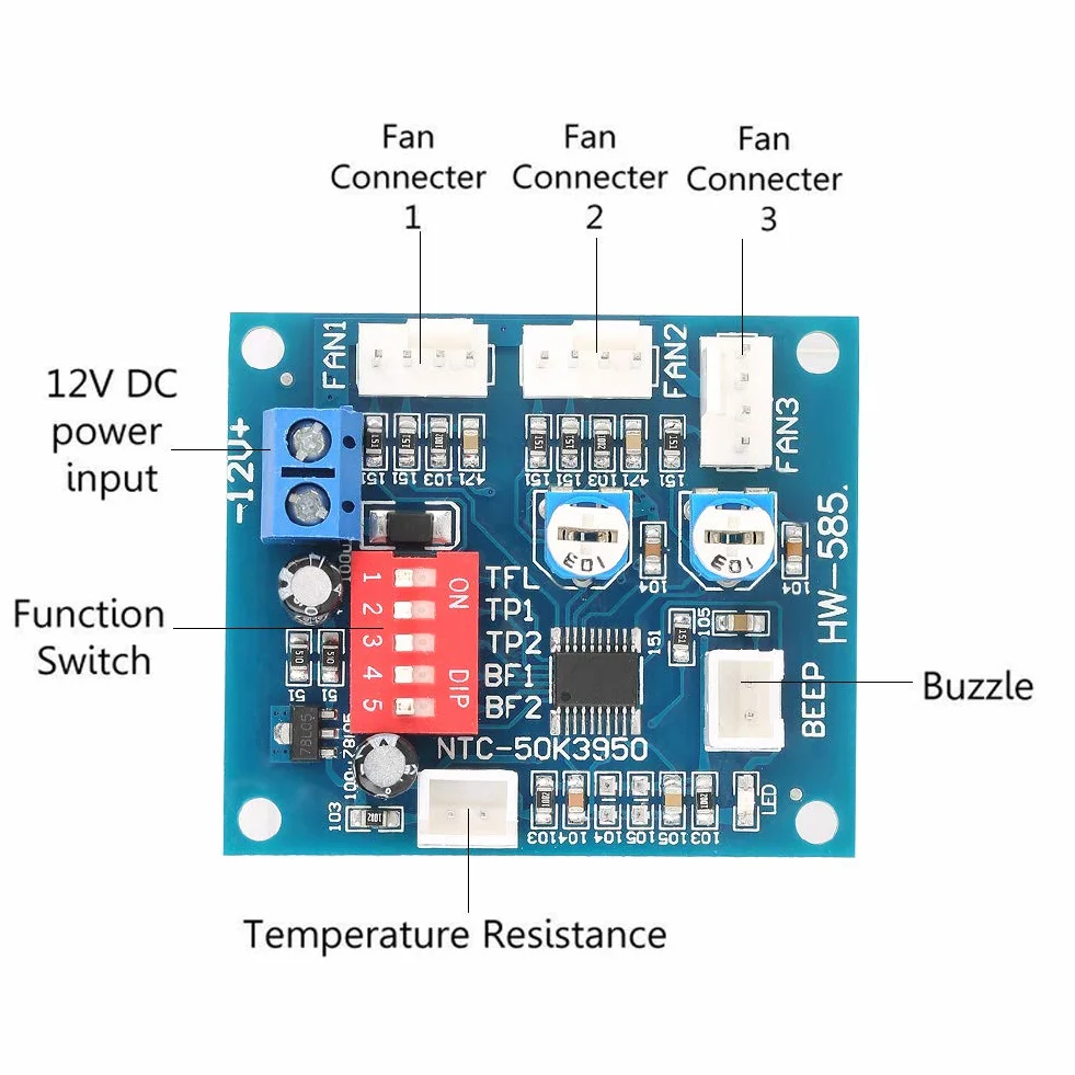Regulator prędkości, czteroprzewodowy termostat DC 12 V Wentylator PWM Moduł regulatora prędkości do sondy PC Buzzle, kontroler wentylatora