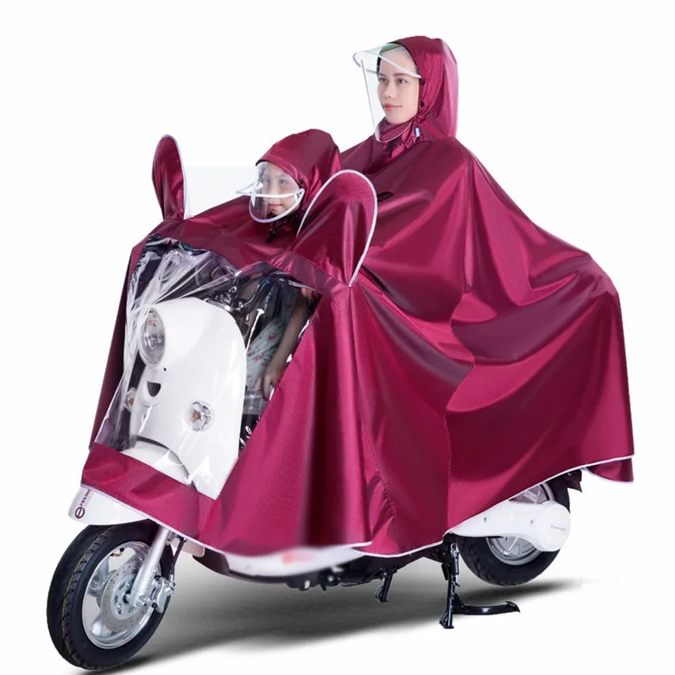 Uniseks Wodoodporne ponczo przeciwdeszczowe dla dorosłych i dzieci Na zewnątrz Rower Ebike Motocykl Skuter Kurtka rowerowa Podwójny płaszcz przeciwdeszczowy Peleryna Osłona przeciwdeszczowa (czerwony