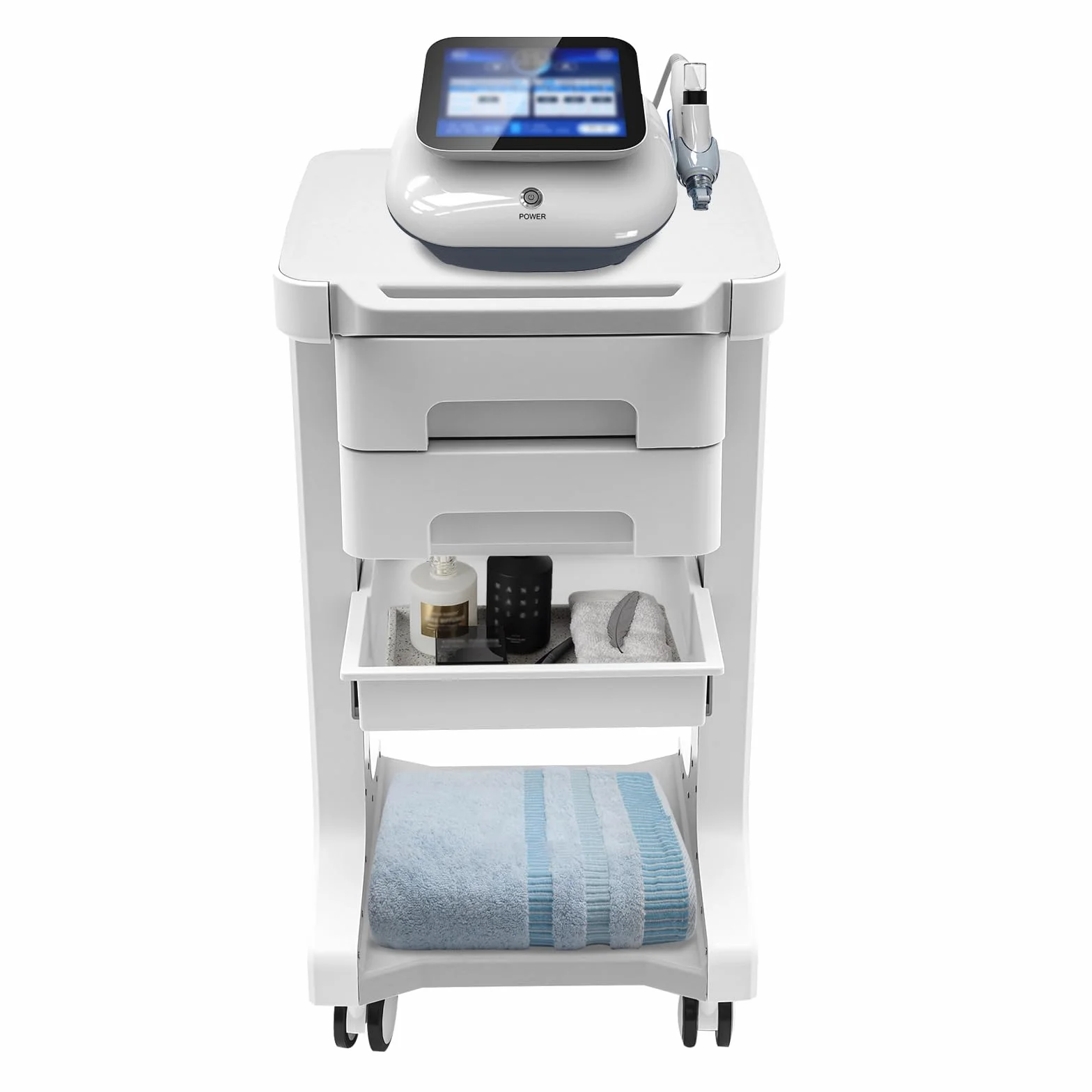 Wózek laboratoryjny, wózek medyczny z 2 szufladami, wózek mobilny, wózek kosmetyczny z ABS, wózek do przechowywania z 4 kółkami, wózek medyczny do laboratorium, kosmetyków, salonu, obciążenie 50 kg