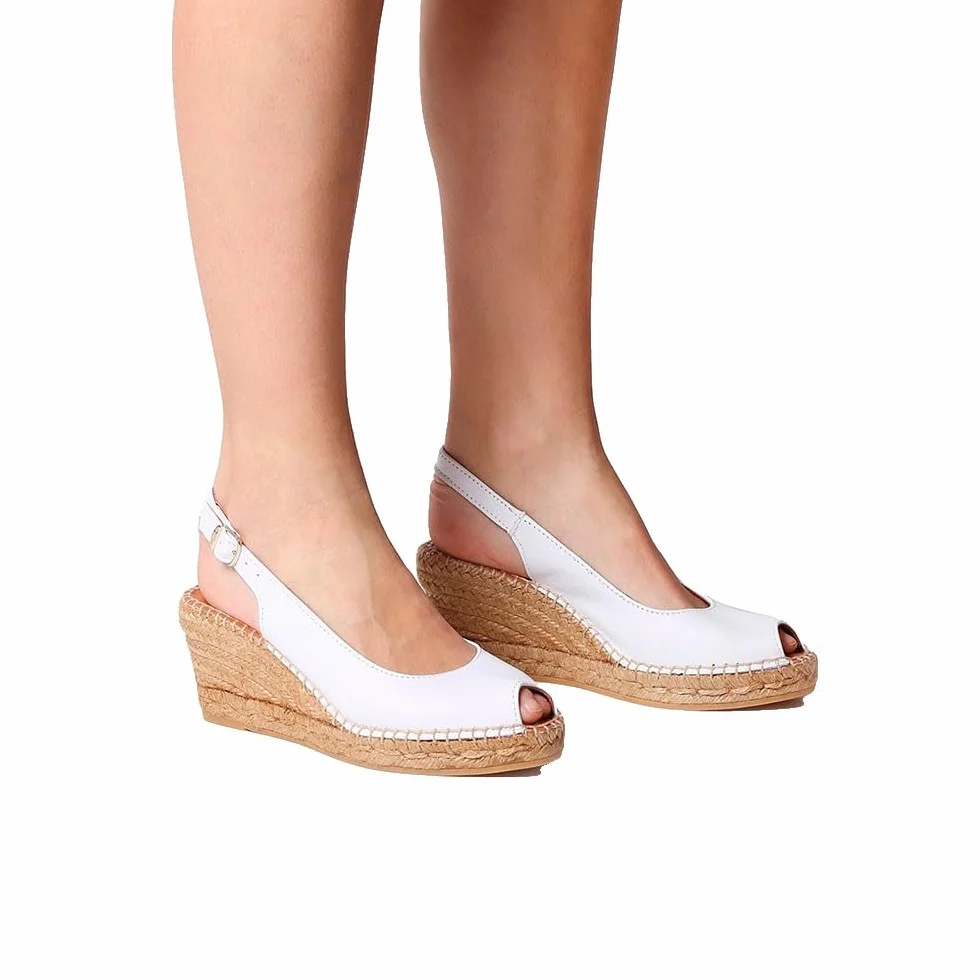 Toni Pons peep toe wedge espadrille leather women