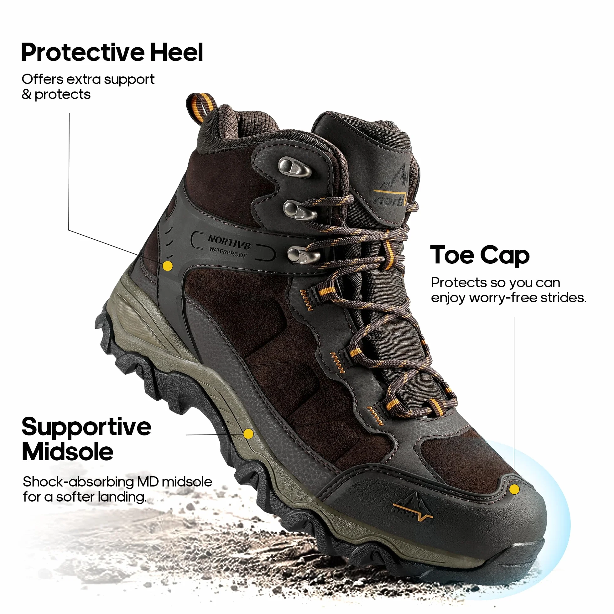 NORTIV 8 Męskie buty turystyczne wodoodporne Mid Trekking Backpacking JS19004M